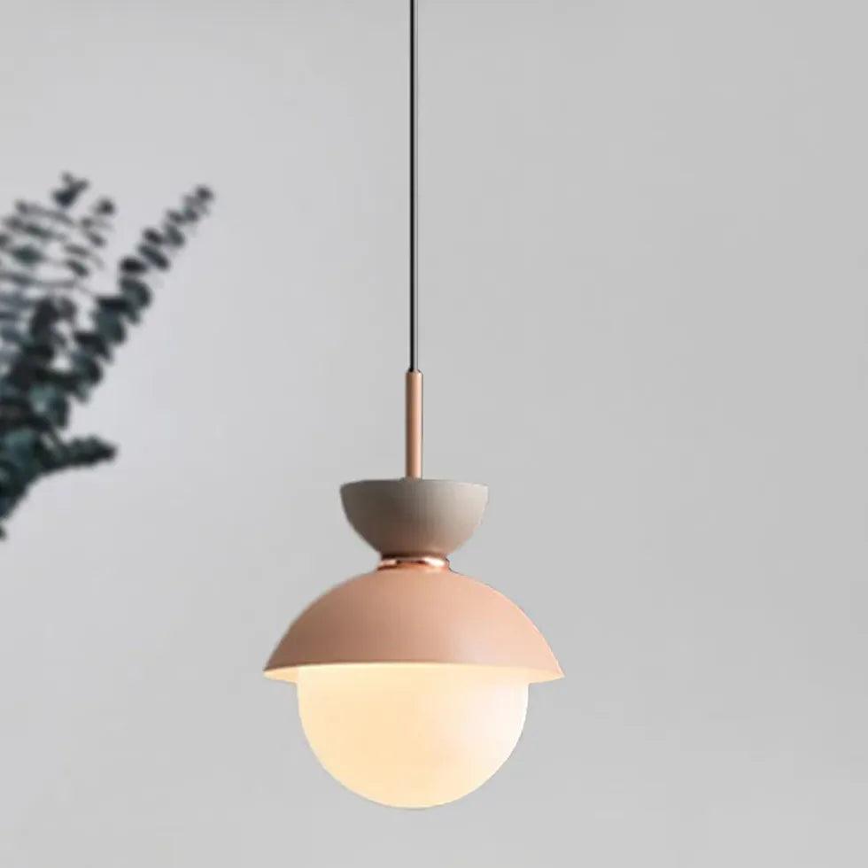 Single Head Glass Globe Pendant Light - Modern Hanging Fixture for Kitchen Island, Dining Room & Bedroom Lighting