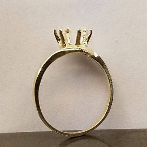 14K Solid Gold Crescent Ring Blank - 4mm 14mm Round Pre-Notched Shank Setting in White or Yellow Gold (Size 5,6,7,8) - Perfect for Jewelry Making, DIY Crafting & Custom Engagement Rings
