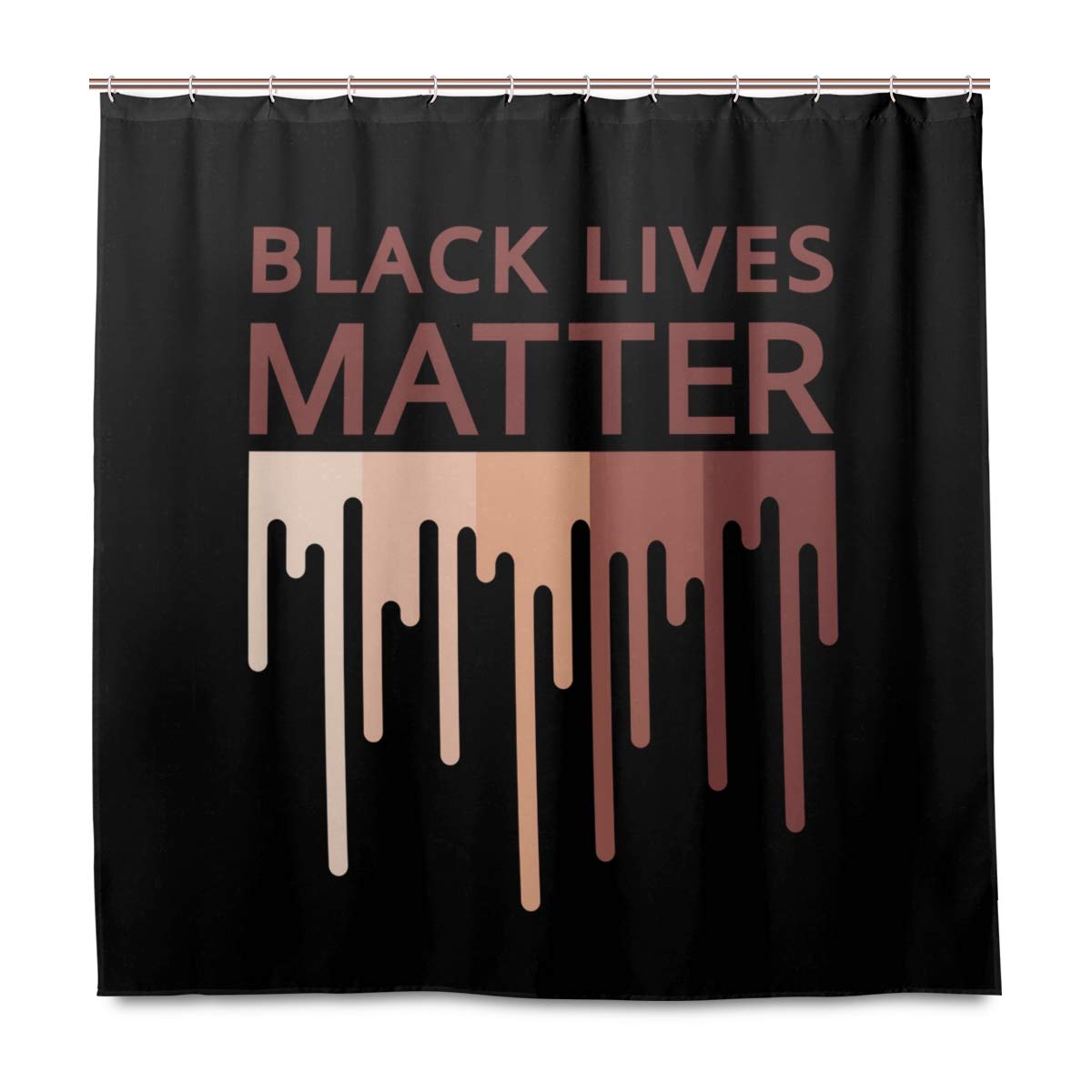 Black Lives Matter Shower Curtain - 72x72 Inch Waterproof Polyester Bathroom Decor with 12 Hooks - Modern Social Justice Home Decor for Bathroom, Dorm & Apartment