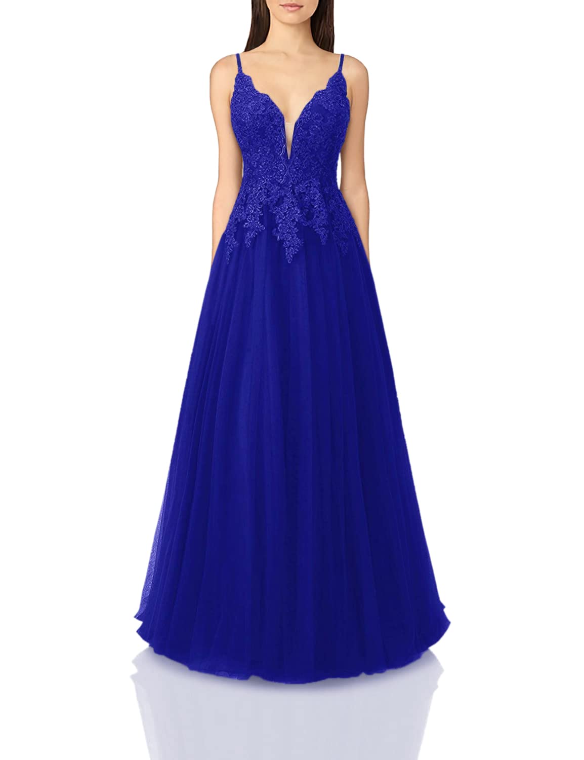 Elegant Long Prom Dresses for Women - Tulle Evening Gowns with Lace Details for Bridesmaids, Homecoming, and Formal Parties | Perfect for Prom Night, Wedding, and Black Tie Events