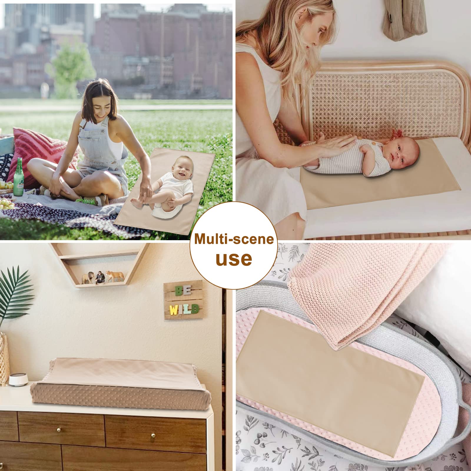 Owlowla Portable Baby Diaper Changing Pad - Waterproof Travel Changing Mat with Liner for Newborns & Toddlers (Beige & Brown) | Ideal for Nursery, Travel, and On-the-Go Diaper Changes