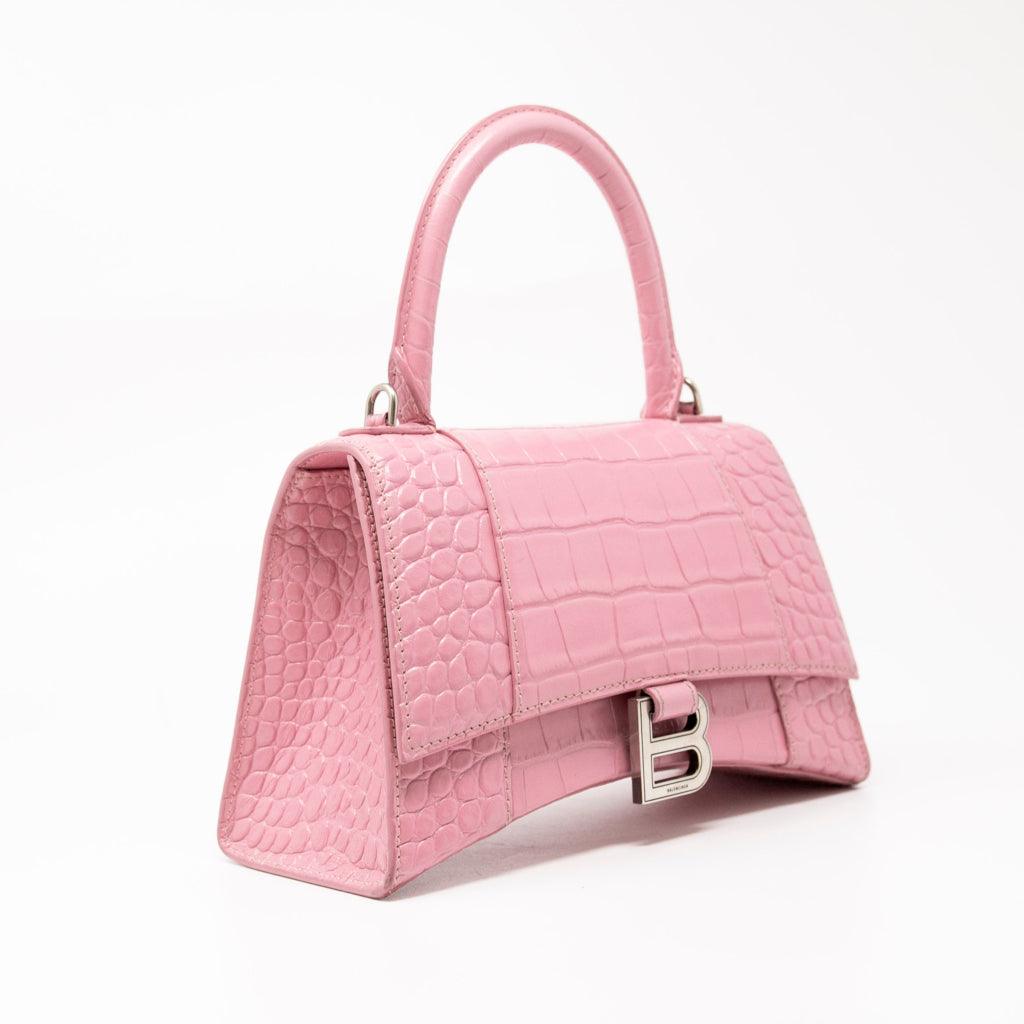 Balenciaga Small Pink Crocodile Hourglass Bag - Luxury Designer Handbag for Women, Perfect for Parties, Dates & Evening Events