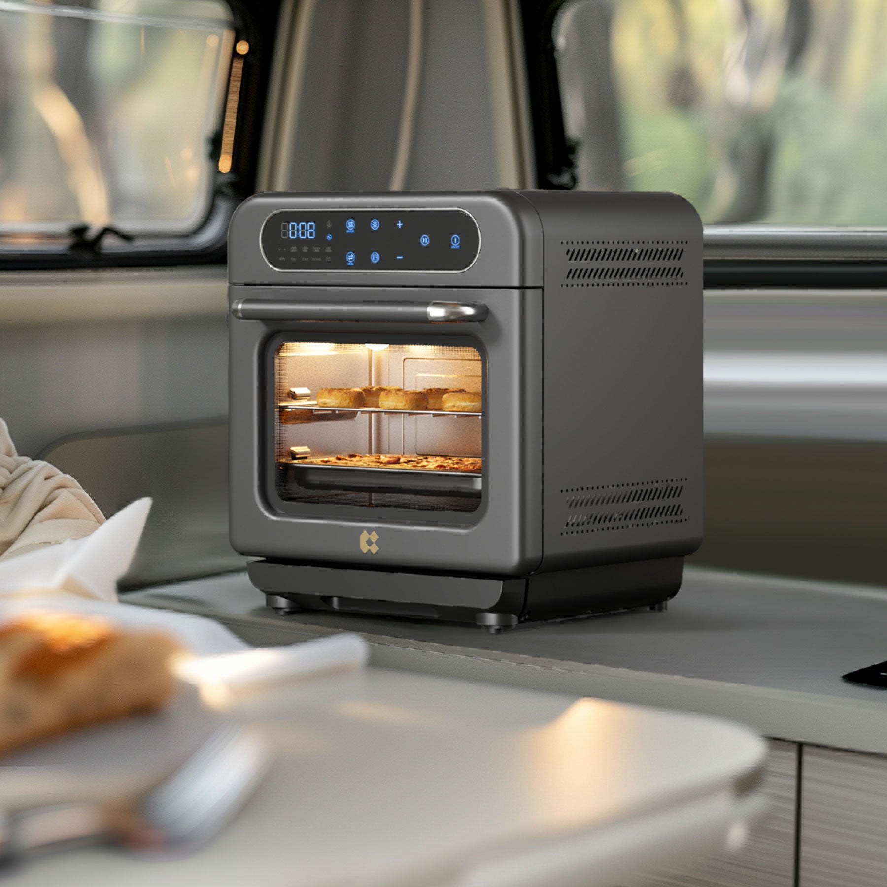 Ciarra Nosh 8-in-1 Multi-Function Steam Oven with Air Fryer, Dehydrator & Rotisserie | Countertop Convection Oven for Healthy Cooking | Perfect for Baking, Roasting & Meal Prep in Small Kitchens