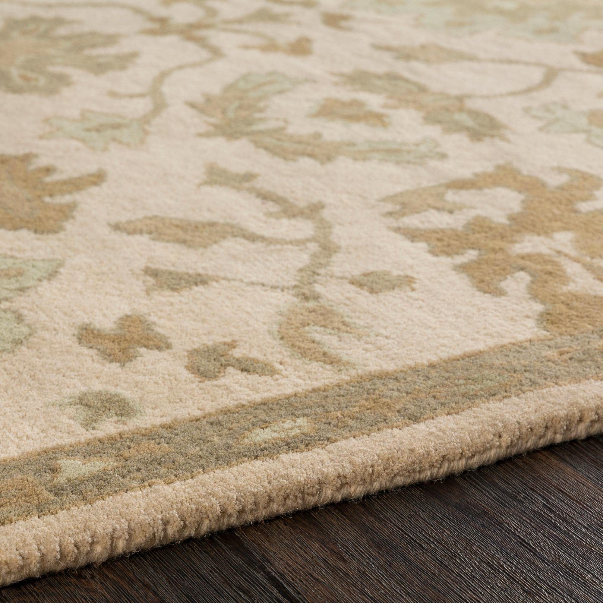 Mark&Day 6x9 Feet Traditional Beige Oval Wool Rug - Soft Beige Green Grey Area Carpet for Living Room, Bedroom, Kitchen - Perfect for Cozy Home Decor & High-Traffic Areas (6' x 9' Oval)
