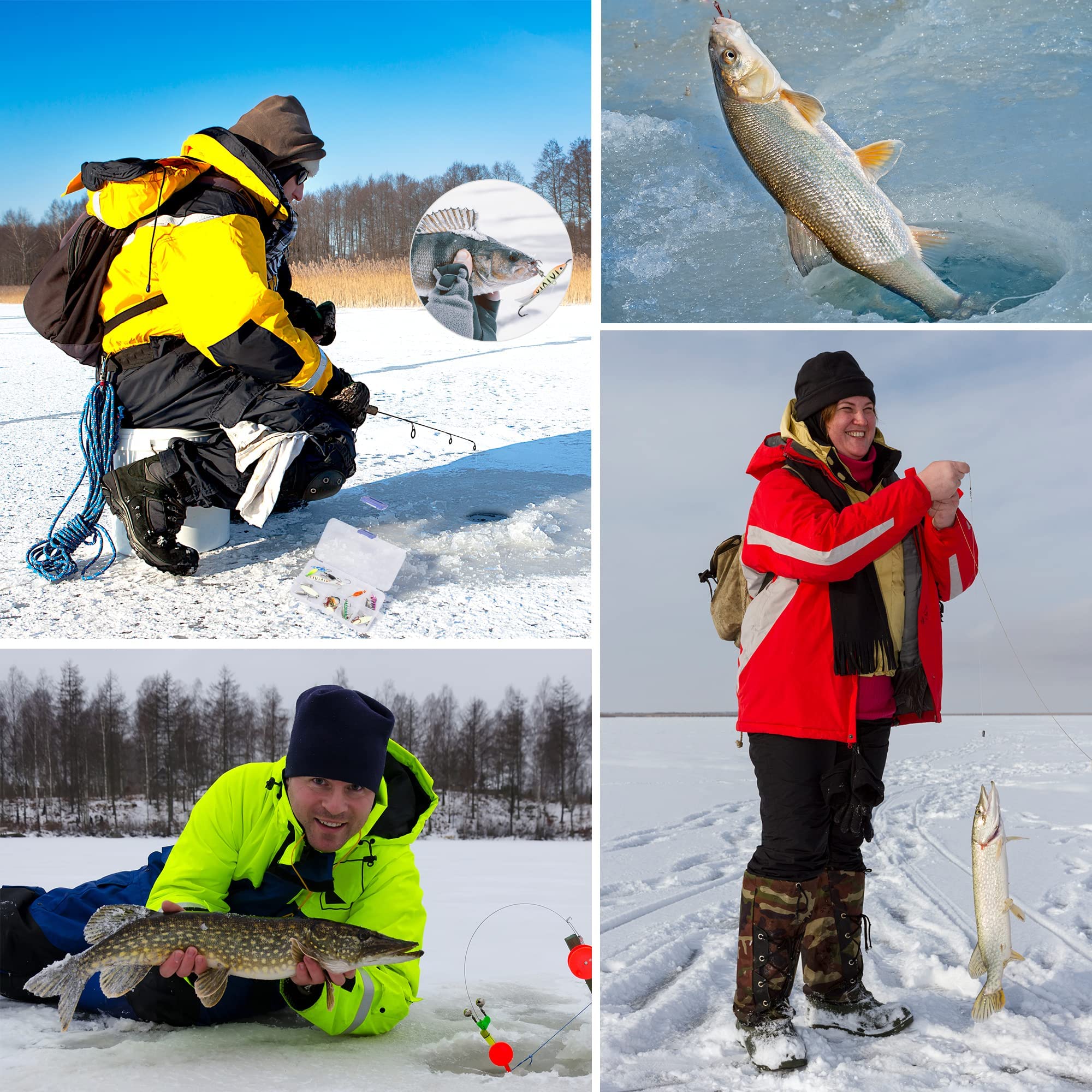 Premium Ice Fishing Jigs & Lures Kit with Tackle Box - Crappie Jig Heads for Winter Ice Fishing (14/15/16/31pcs) - Perfect for Ice Angling, Crappie & Panfish Fishing in Frozen Lakes