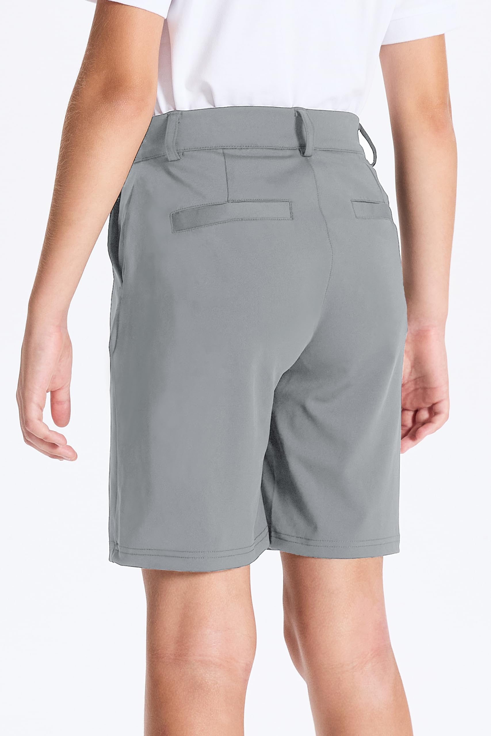 DEVOROPA Boys' Stretch Golf Shorts - Flat Front Chino Hybrid Twill Casual Shorts with Pockets for Youth & Kids | Perfect for School Uniforms, Golfing & Everyday Wear