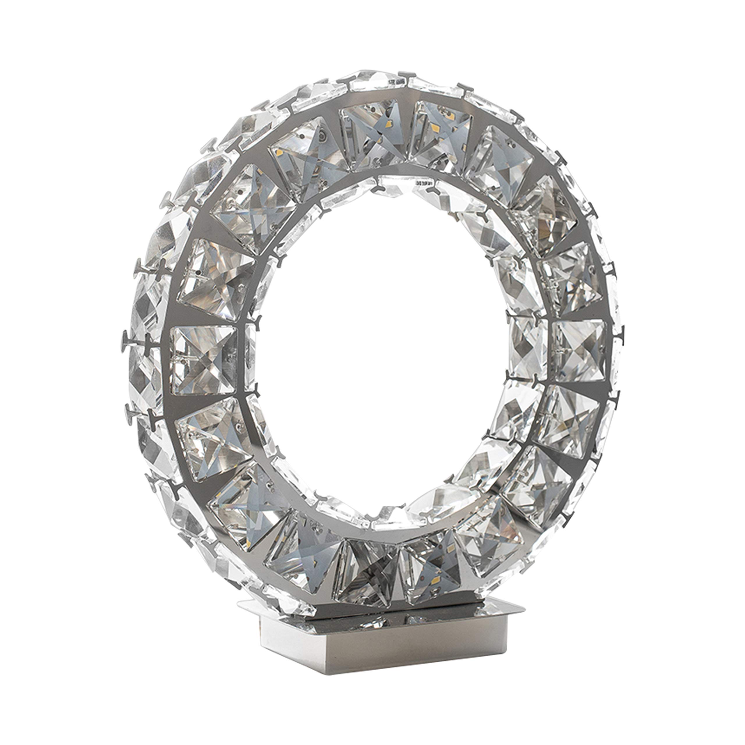 Elegant Chrome & Crystal LED Table Lamp for Living Room - Modern Carousel Design with Adjustable Brightness, Perfect for Home Decor, Bedroom Nightstand, or Office Desk Lighting