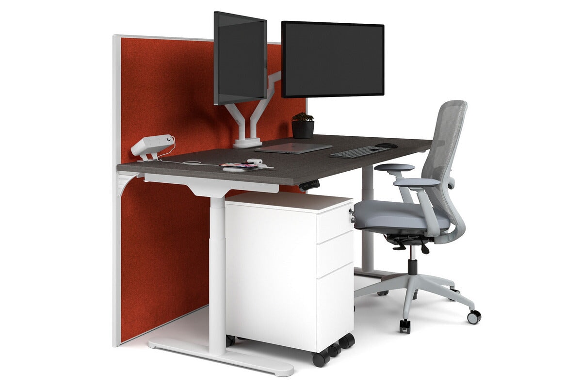 Flexi Premium Height Adjustable Single Workstation Desk - 1600L x 800W with Cable Management Scallop | Ergonomic Standing Desk for Home Office & Workspace