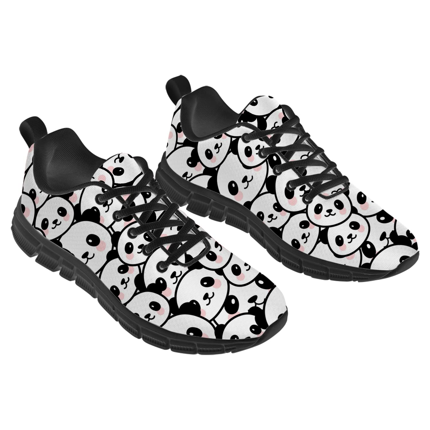 3D Printed Cute Panda Face Sneakers - Breathable Mesh Tennis Shoes for Women & Girls (Men Size 9, Women Size 10.5) | Unique Personalized Gifts for Her, Him & Kids | Perfect for Casual Wear, Sports & School Activities