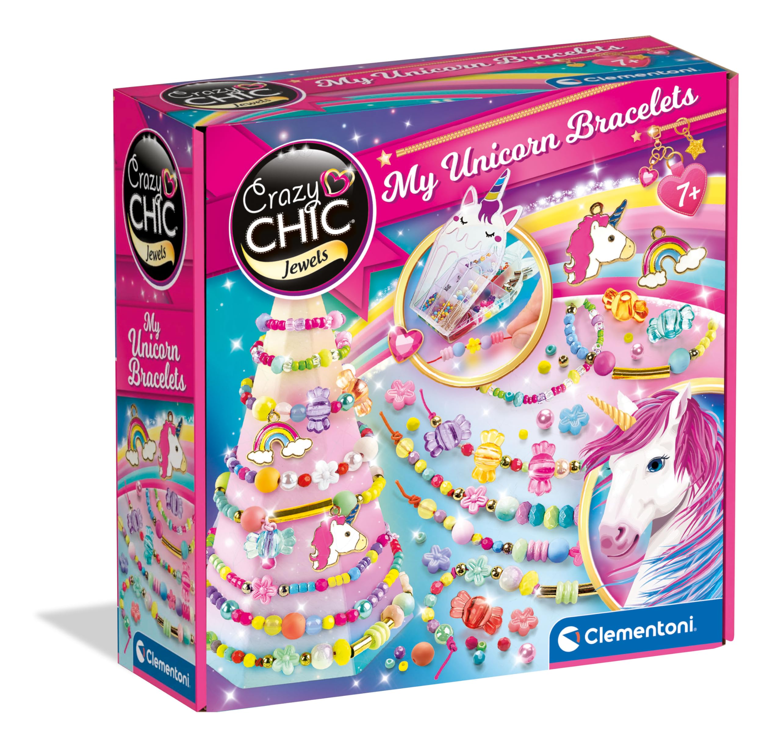 Clementoni My Unicorns Bracelets for Kids - Colorful DIY Friendship Bracelet Making Kit (18792) | Creative Arts & Crafts Gift for Girls, Birthday Party Favors, Unicorn Lover Present