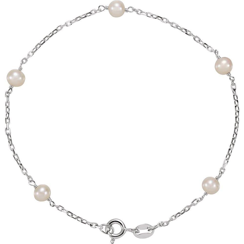 Elegant Sterling Silver Freshwater Cultured Pearl Bracelet for Women - 7