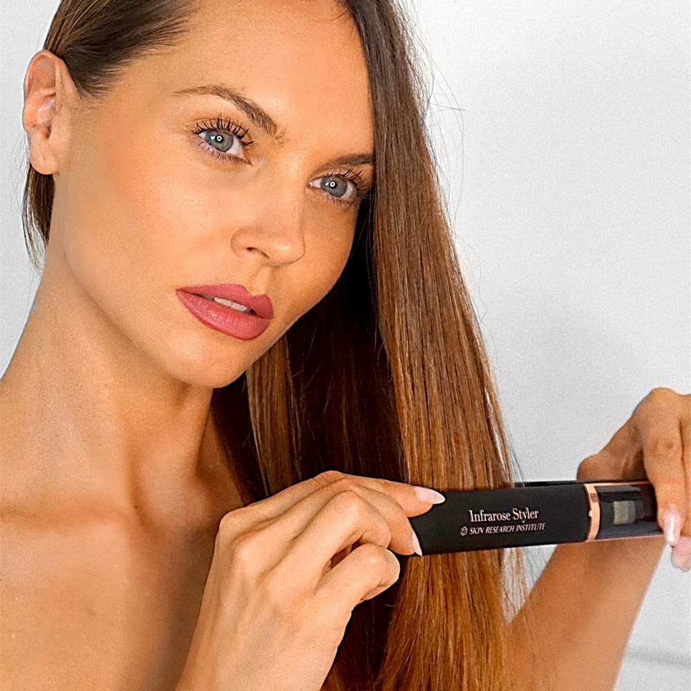 Infrarose Tourmaline Hair Styler & Straightener - 1 Count, Shine Enhancing, Curling & Straightening Iron for Smooth, Frizz-Free Hair - Perfect for Home, Salon & Travel Styling