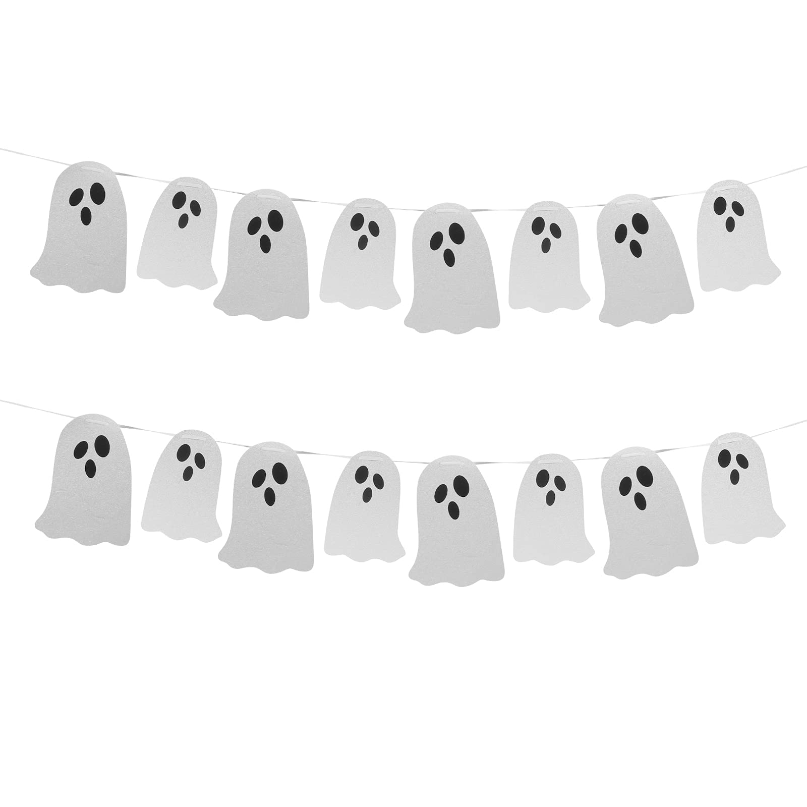 Amosfun Halloween Spooky Ghost Paper Flag Pull Party Decorations - Silver Photo Backdrop Wall Banner for Halloween Party Supplies | Perfect for Spooky Decor, Themed Parties & Instagram Photo Backgrounds