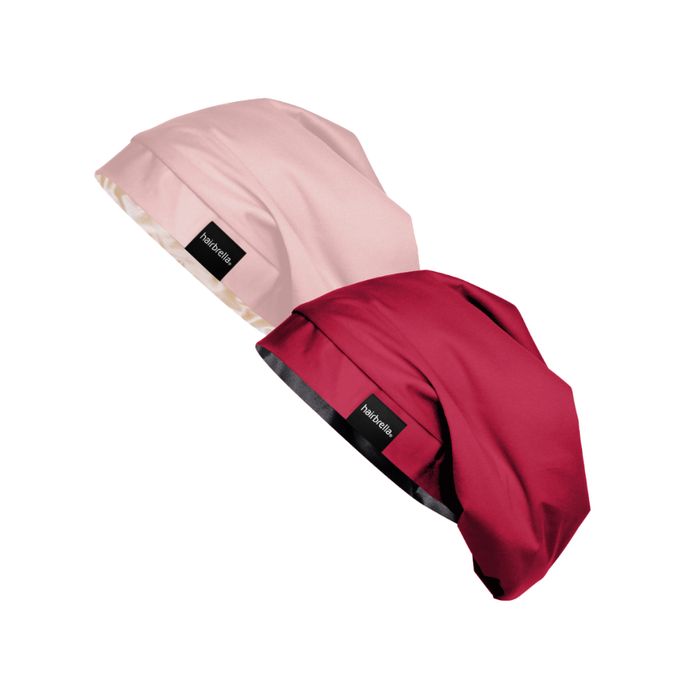 Hairbrella Satin Lined Sleep Cap for Curly & Natural Hair - 2 Pack Bundle | Soft & Breathable Night Cap for Hair Protection & Moisture Retention | Perfect for Bedtime, Travel & Salon Visits