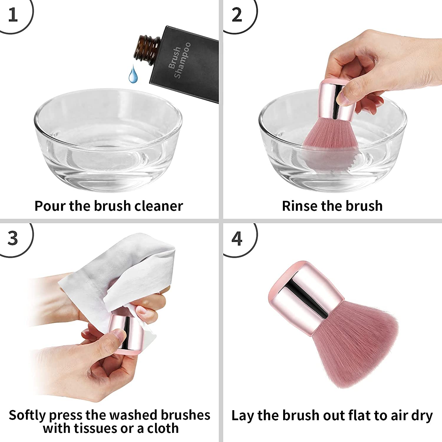INOG Nail Art Dust Powder Remover Brush - Soft Kabuki Makeup Brush for Nail Cleaning & Makeup Application (Pink) | Perfect for Nail Salons, Home Manicures & Professional Makeup Artists