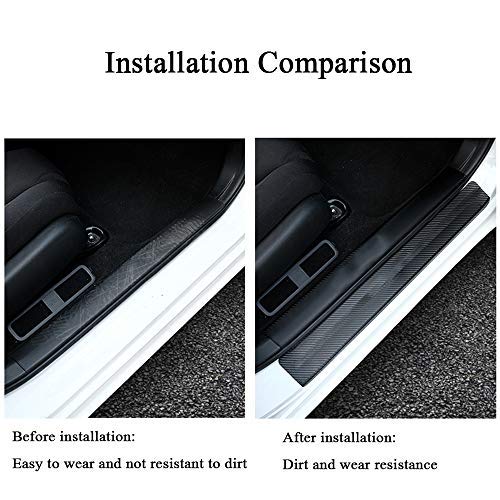 XITER Carbon Fiber Leather Car Door Sill Scuff Plate Guard for Honda Accord 2012-2024 - 4PCS Red Auto Accessories | Interior Protection & Style Upgrade for Sedan Cars