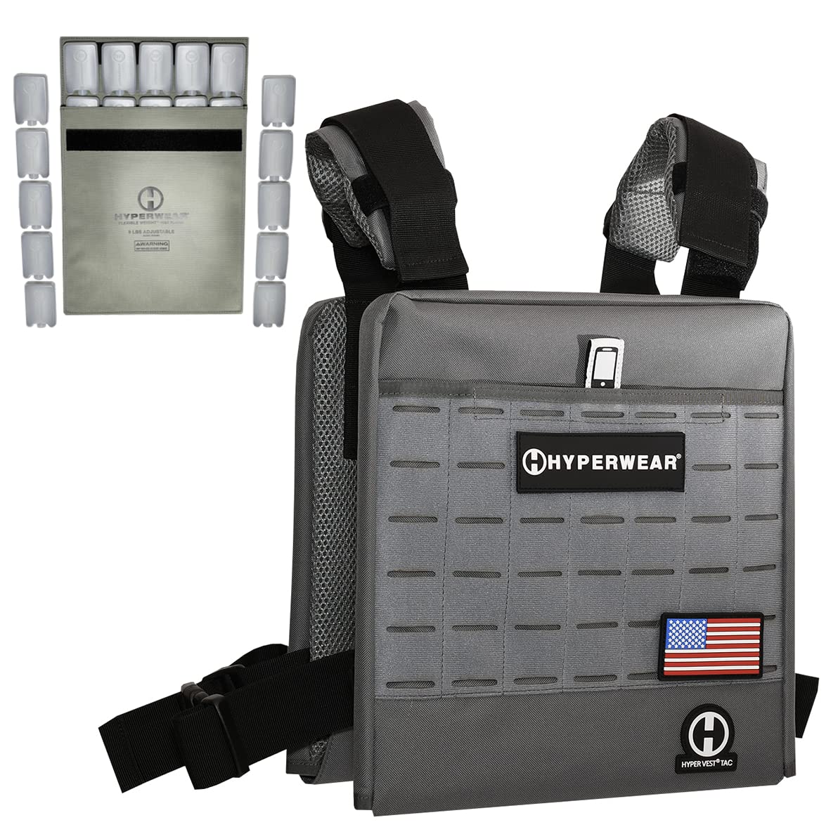Hyperwear Hyper Vest PRO Adjustable Weighted Vest 10-43 lbs - Tactical Fitness Gear for Strength Training, CrossFit WOD, Running & Military Workouts - Ideal for Home Gym, Outdoor Exercise & Functional Training
