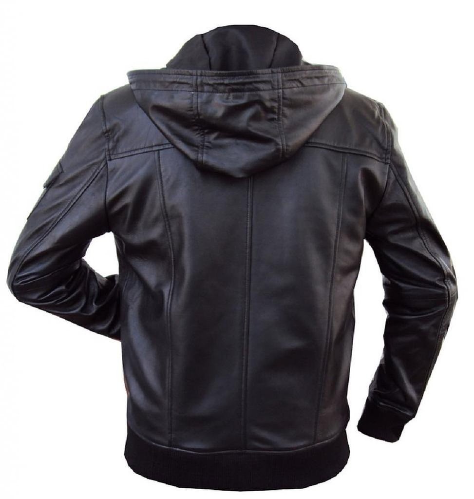 Premium Men's German Navy Cowhide Leather Pea Coat Biker Jacket C715 - Stylish Motorcycle Riding & Winter Outerwear for Men