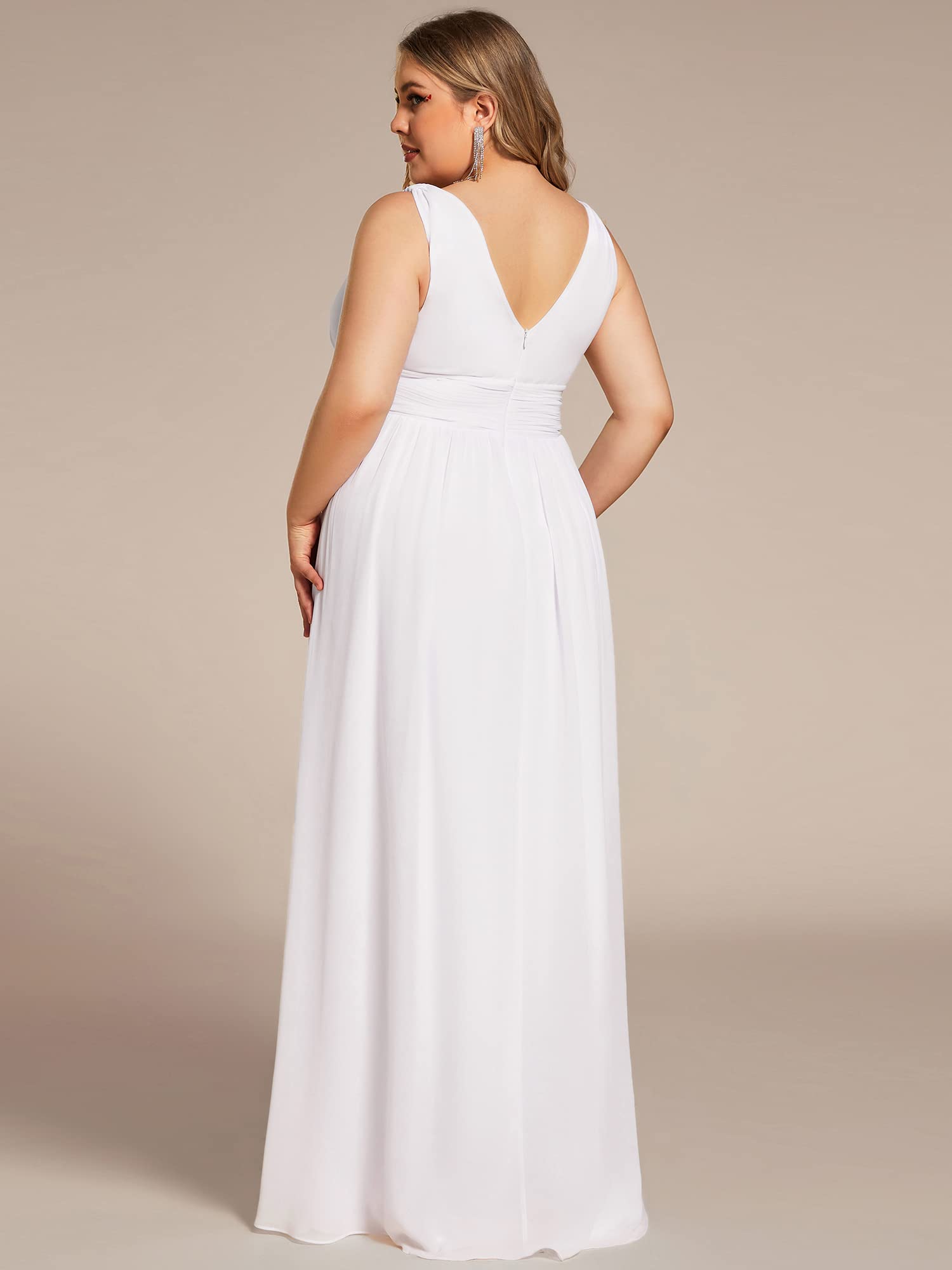 Ever-Pretty Women's Plus Size V-Neck Sleeveless Pleated Chiffon Maxi Dress - Formal Evening Gown & Bridesmaid Dress (Style 09016-DA) | Perfect for Weddings, Prom, Cocktail Parties & Special Occasions