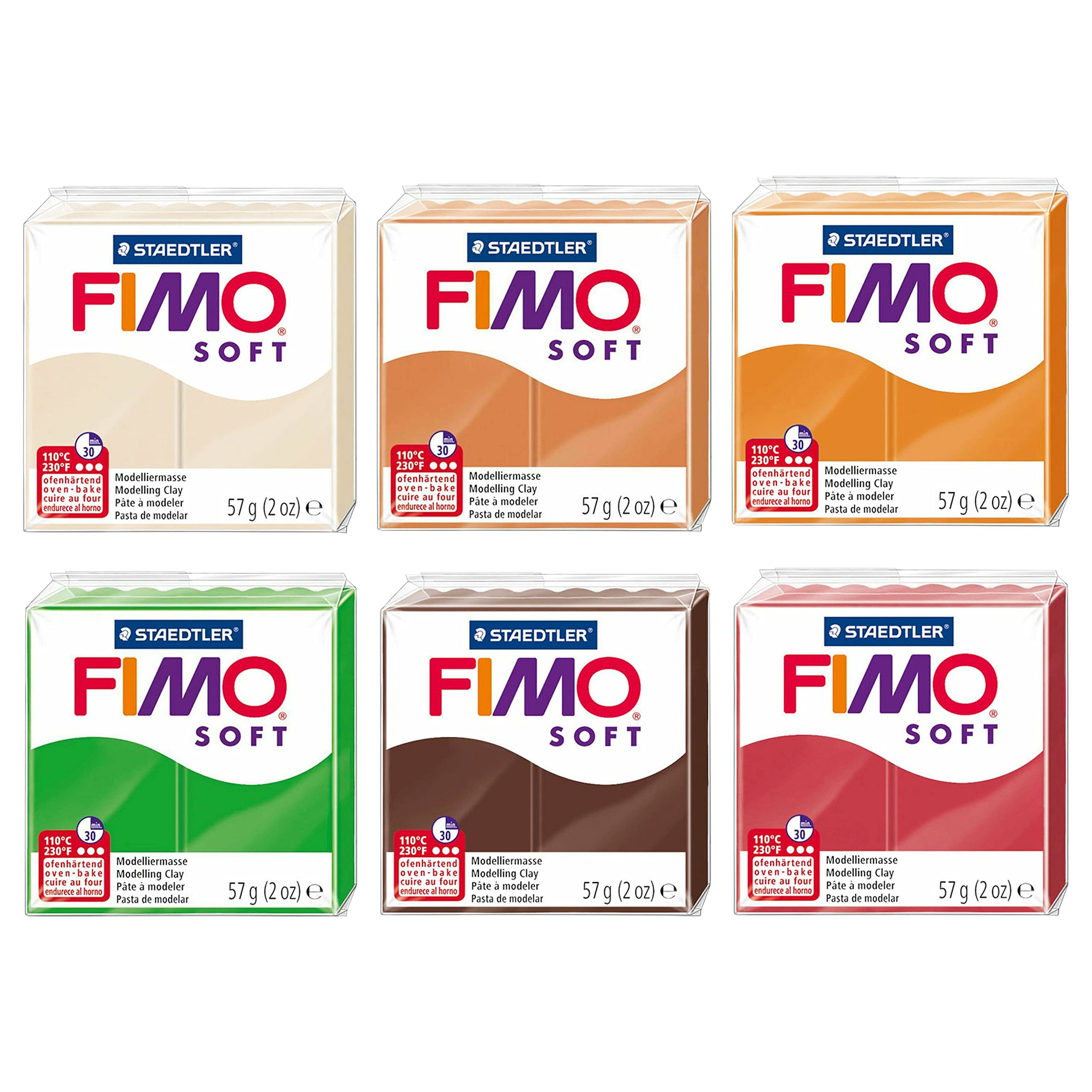 Staedtler FIMO Soft Polymer Oven-Bake Modeling Clay - Autumn Colors Set of 6 for DIY Crafts, Jewelry Making & Home Decor Projects