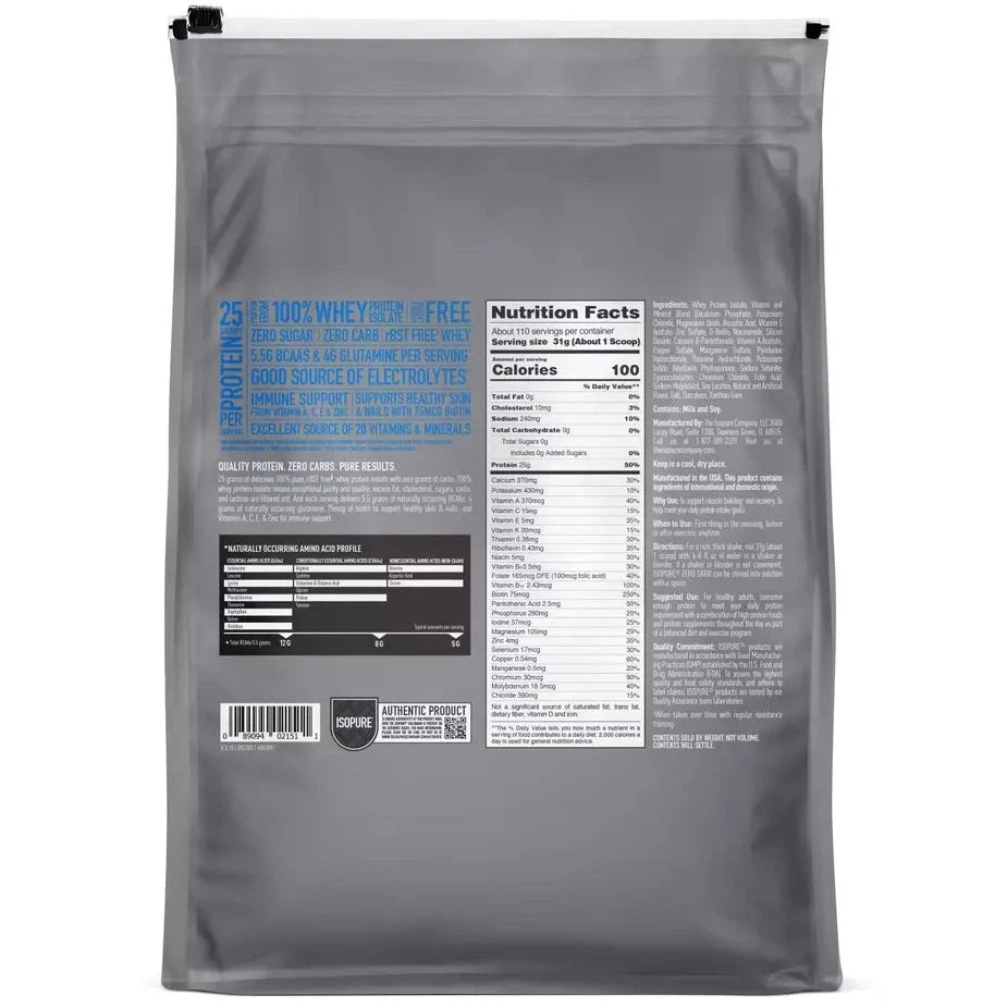 Isopure Zero Carb Whey Protein Powder - Low Carb, Keto Friendly, Gluten Free for Muscle Recovery & Weight Loss | Perfect for Post-Workout, Meal Replacement & Fitness Enthusiasts