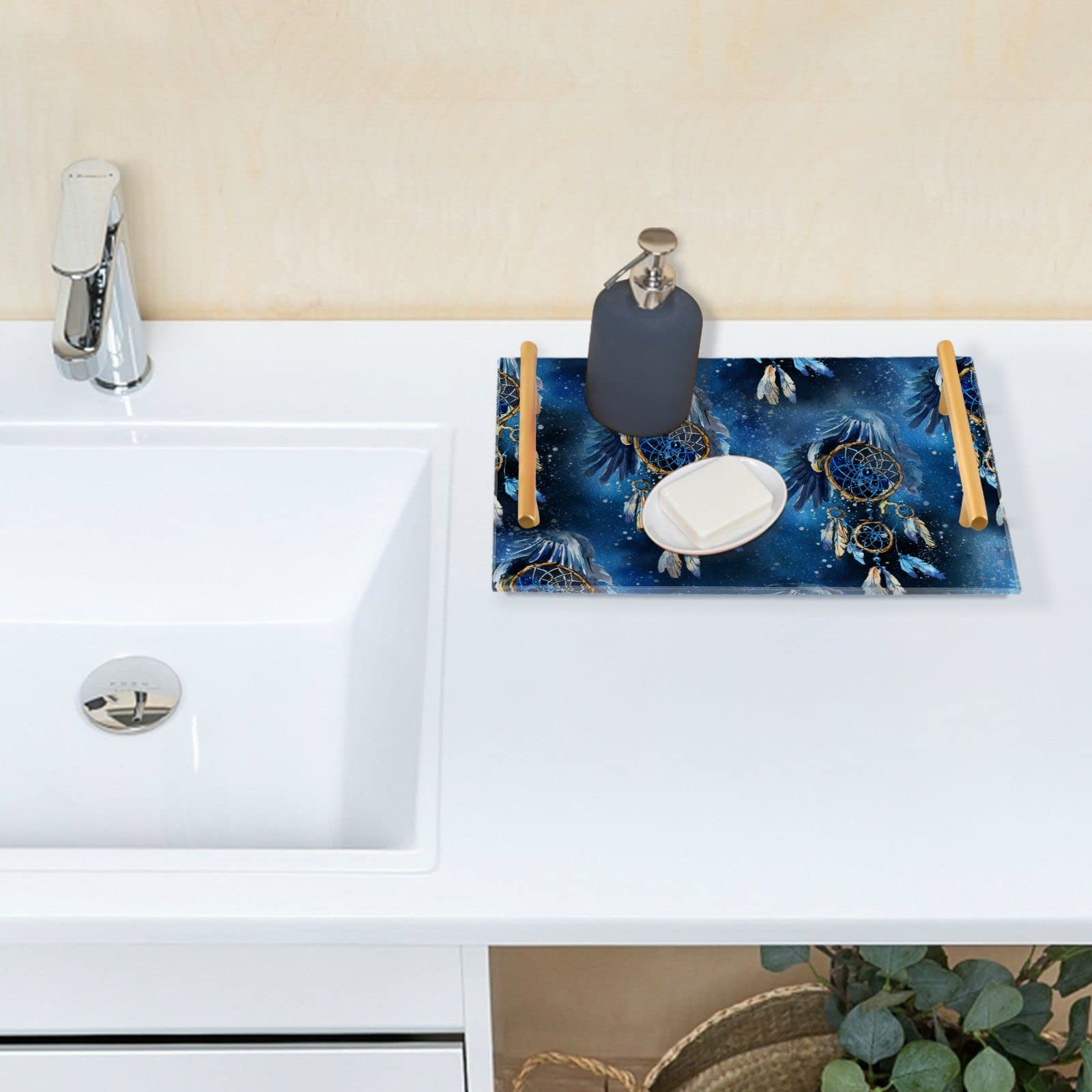 Acrylic Vanity Tray with Handles - Bathroom & Coffee Table Decor
