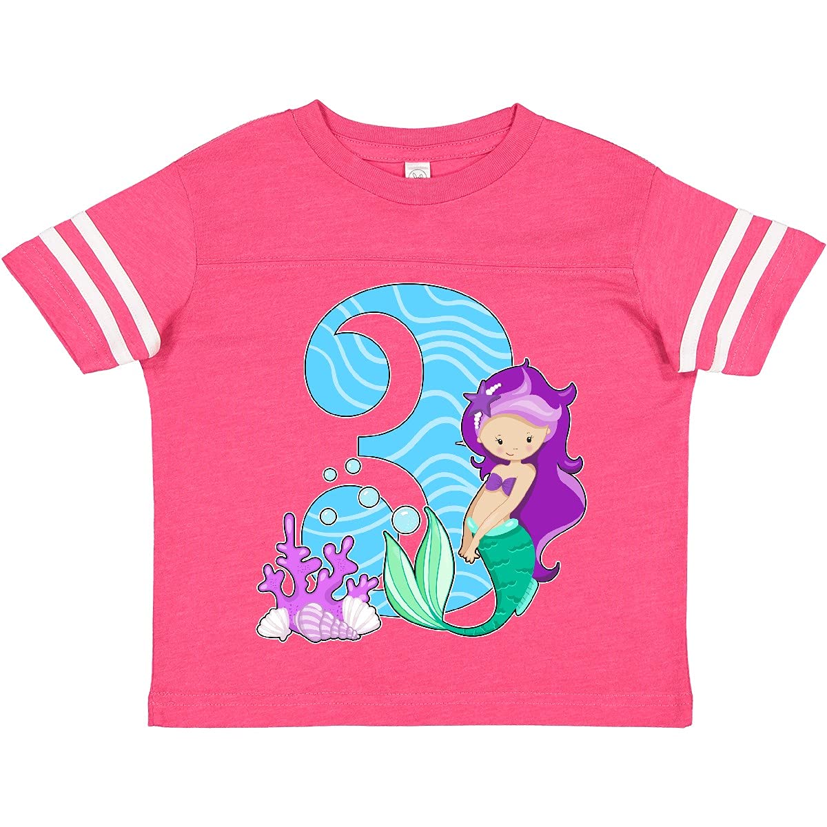 Inktastic Third Birthday Mermaid Toddler T-Shirt - Cute Mermaid Themed Shirt for 3 Year Old Girls - Perfect for Birthday Parties, Beach Outings & Playdates