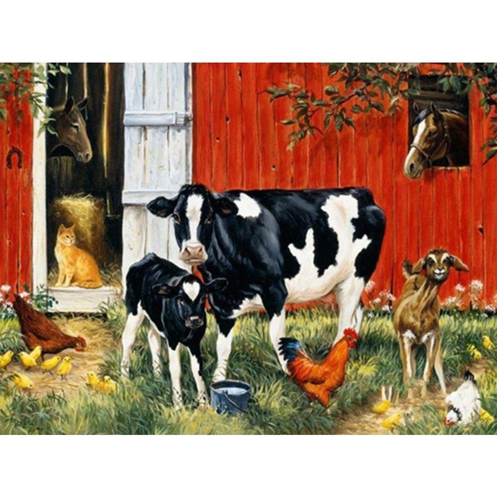 WinnerEco 5D DIY Full Drill Diamond Painting Kit - Cow Mosaic Cross Stitch Wall Art for Home Decor | Perfect Gift for Adults & Kids | Living Room, Bedroom, Office Wall Decoration