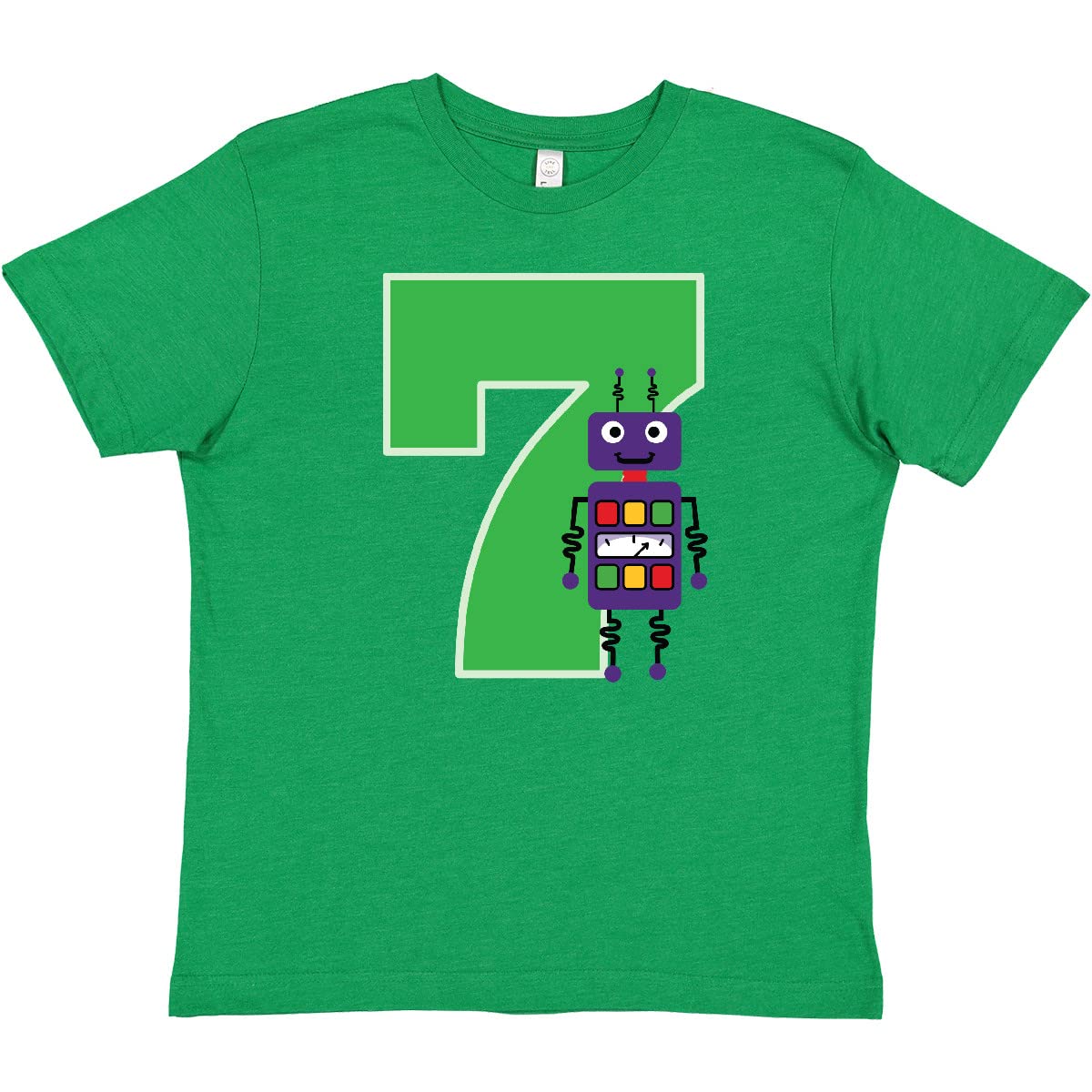 Inktastic 7th Birthday Robot Boys Robotics Youth T-Shirt - Cool STEM Themed Gift for 7 Year Old Boys, Perfect for Birthday Parties & Science Events