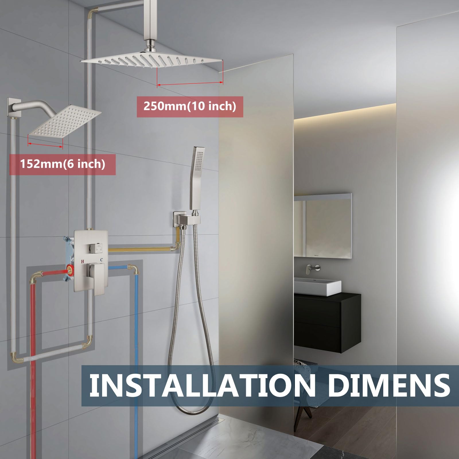 Aolemi Luxury Rainfall Shower System - 10