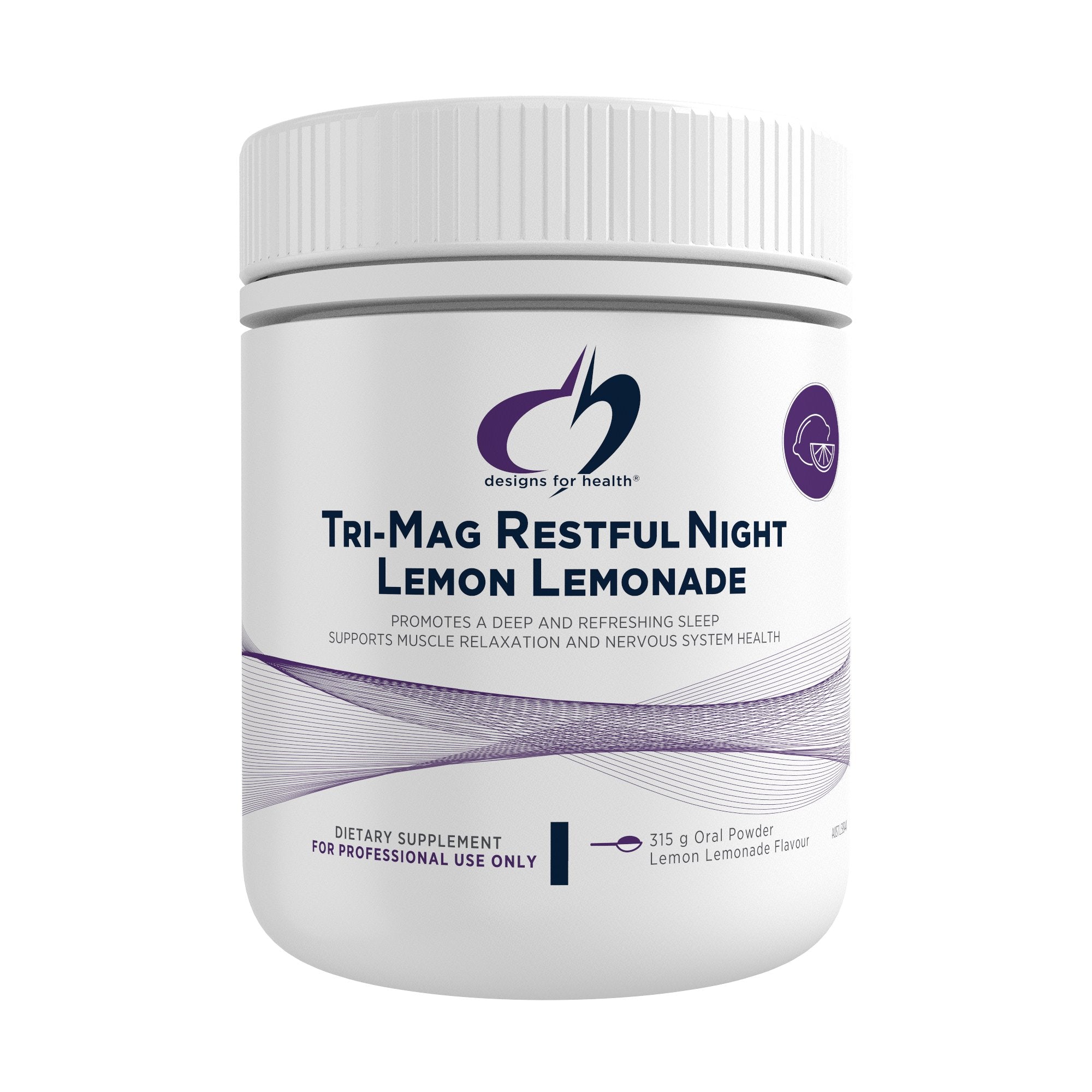 Designs for Health Tri Mag Restful Night Lemon Lemonade - Magnesium Supplement for Better Sleep & Relaxation - Perfect for Stress Relief & Insomnia Support
