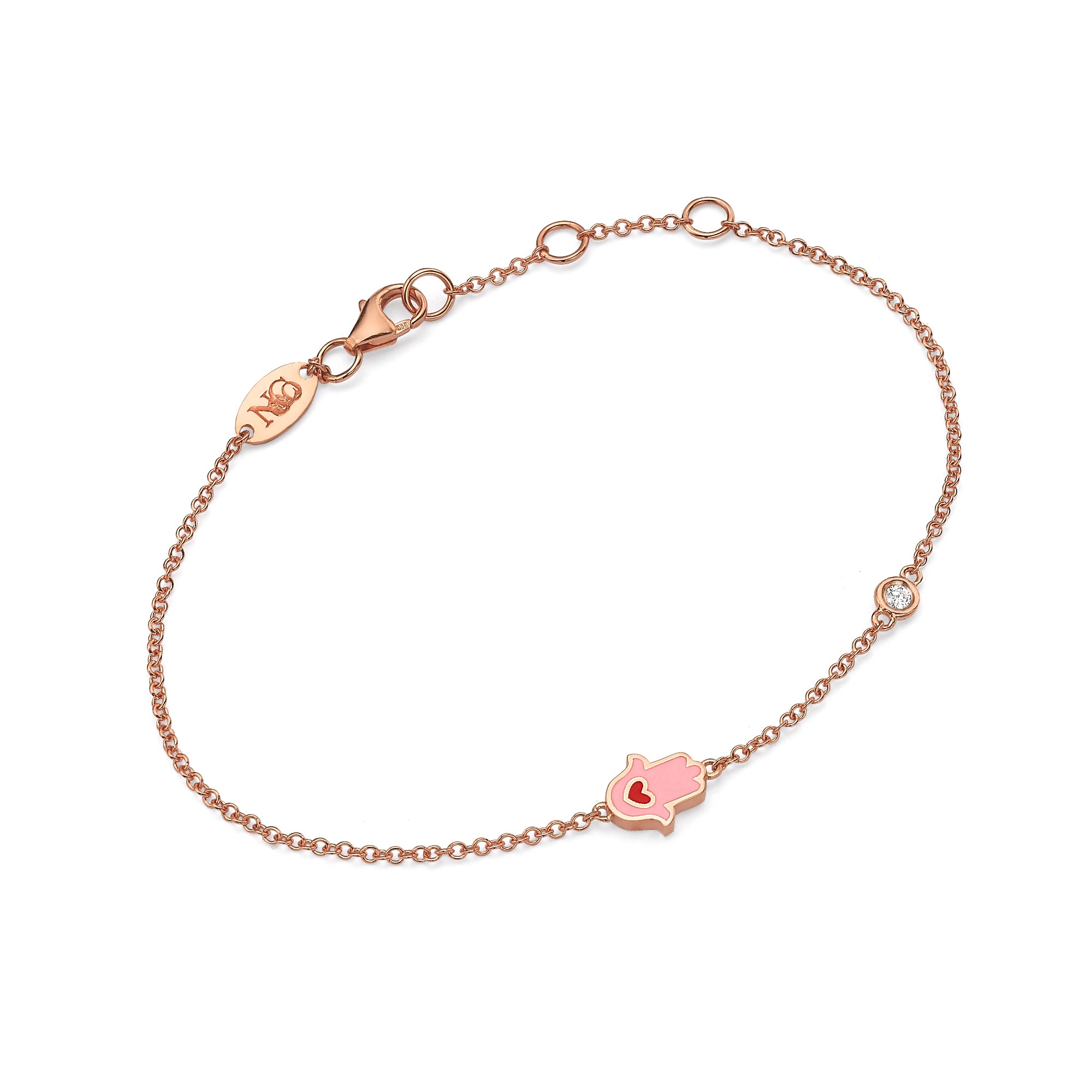 Handmade Diamonds Enamel HAMSA Heart Bracelet - Elegant Jewelry for Women, Protection Charm for Good Luck & Positive Energy | Perfect Gift for Birthday, Anniversary & Spiritual Occasions