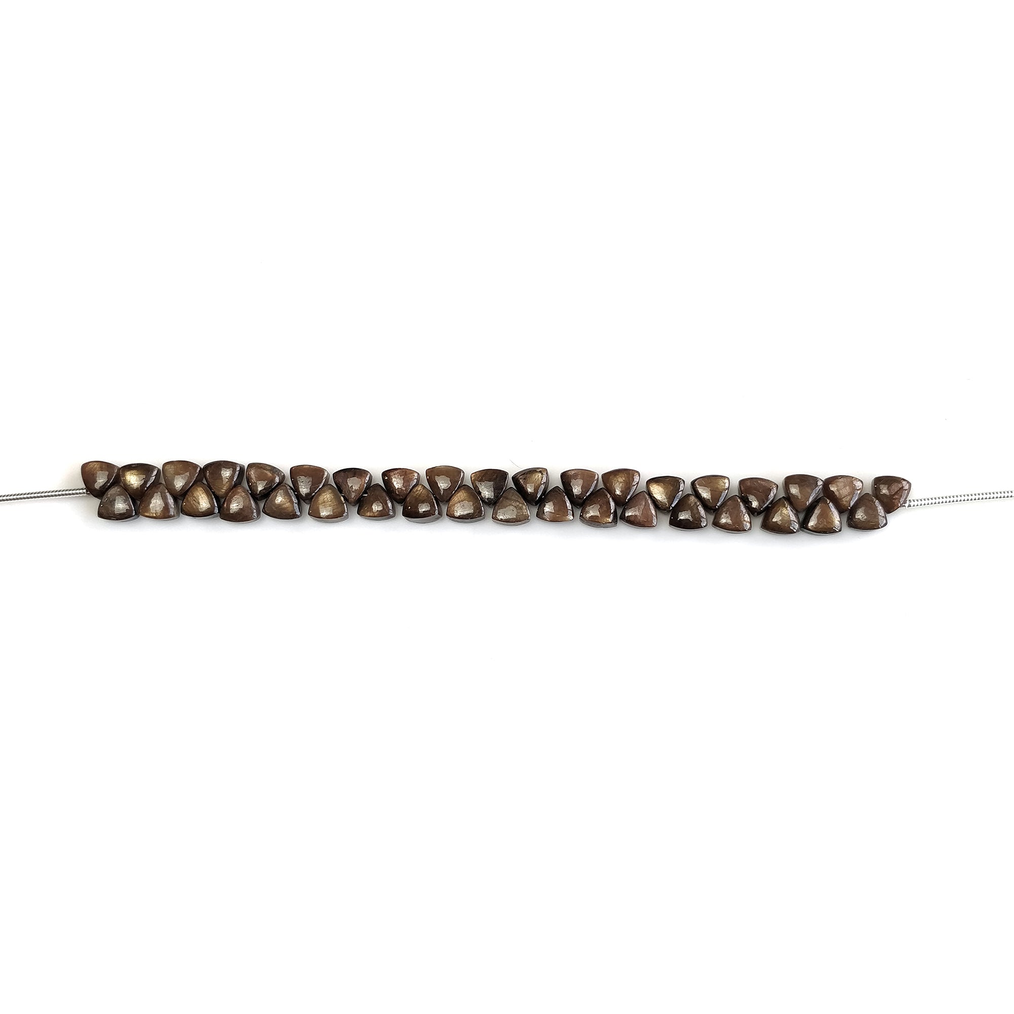 Natural Unheated Golden Brown Chocolate Sapphire Gemstone Cabochon Loose Beads - 33.00cts Triangle Plain Nuggets (5mm-4.25mm) for Jewelry Making, DIY Crafts & Beading Projects