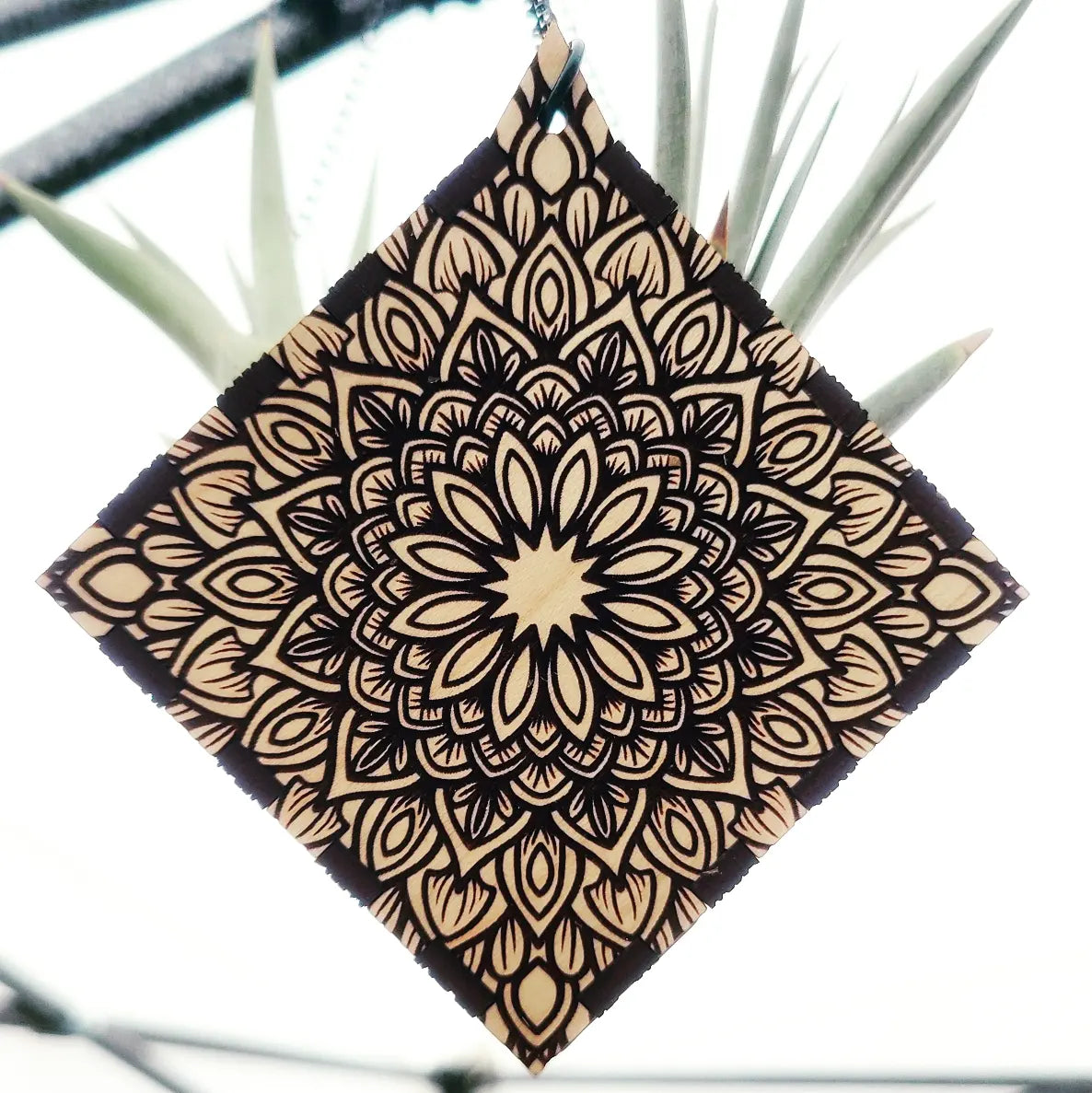 Hemicube Free Hanging Planter - Air Plant Holder | Handmade Wooden Home Decor for Plant Lovers | Unique Wall Display for Living Rooms, Offices & Gifts | Modern Boho Indoor Gardening Decor