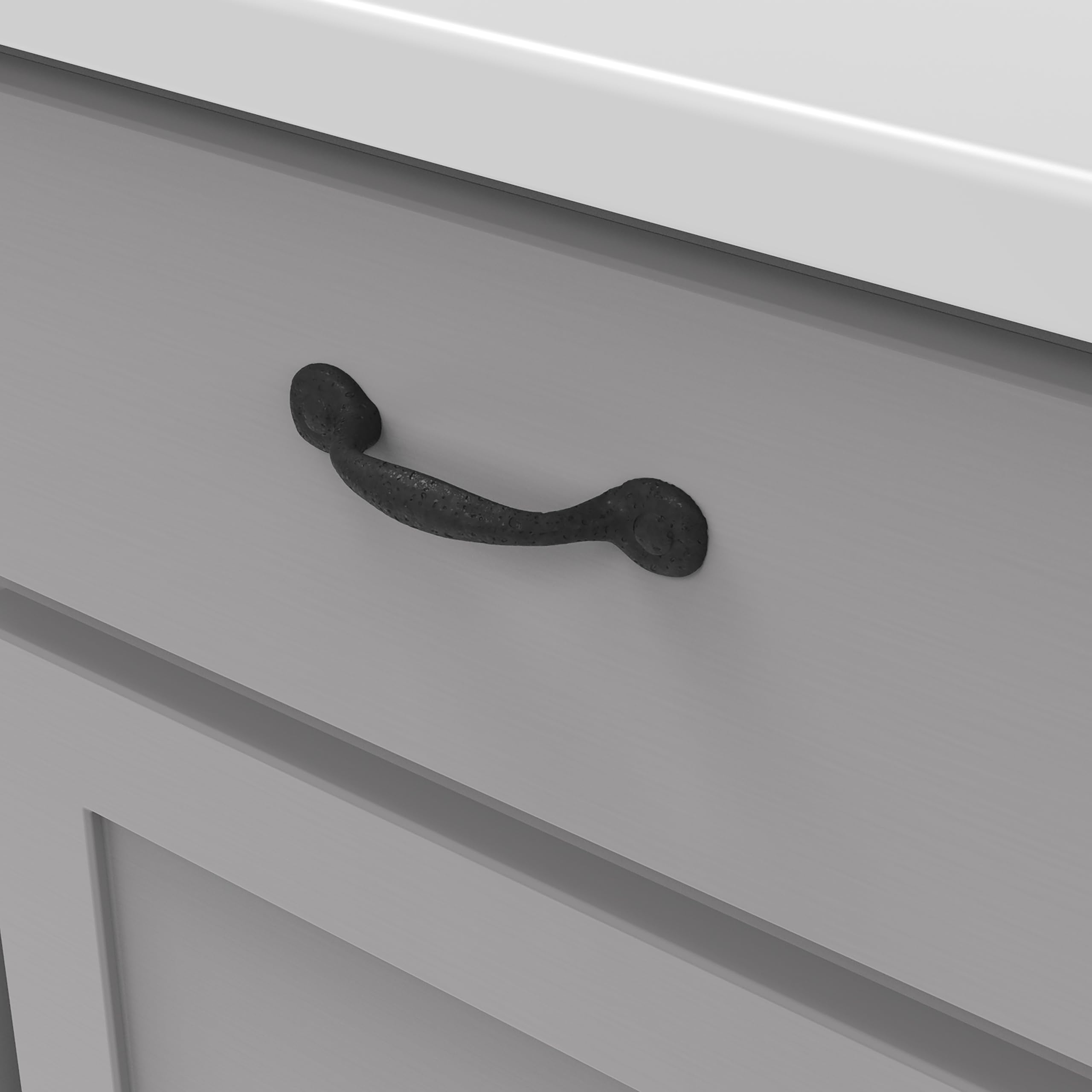 Premium Hickory Hardware 1-Pack Solid Core Kitchen Cabinet Pulls - Luxury Black Iron Cabinet Handles for Doors & Dresser Drawers (3-Inch Hole Center) - Refined Rustic Collection - Perfect for Modern Farmhouse & Industrial Style Kitchens