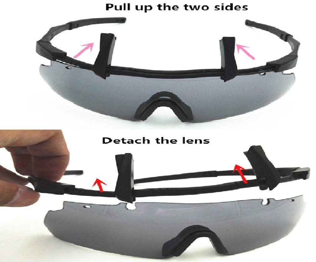 GALAXYLENSE ICE Tactical Combat Glasses for Men - Polarized Shooting & Hunting Glasses with 3 Interchangeable Lenses - UV Protection for Outdoor Sports, Military, and Airsoft Activities