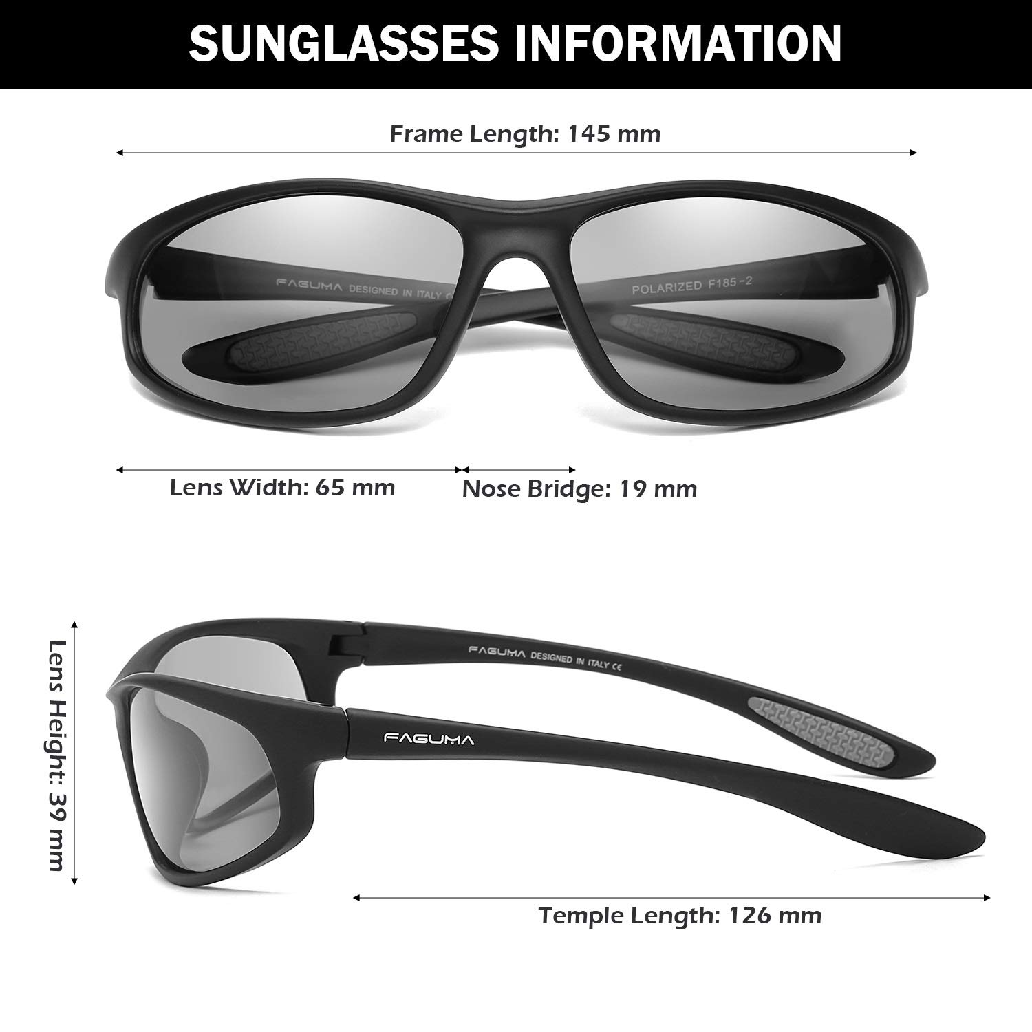 FAGUMA Polarized Sports Sunglasses for Men - UV400 Protection for Cycling, Driving, Fishing - Lightweight & Durable for Outdoor Activities