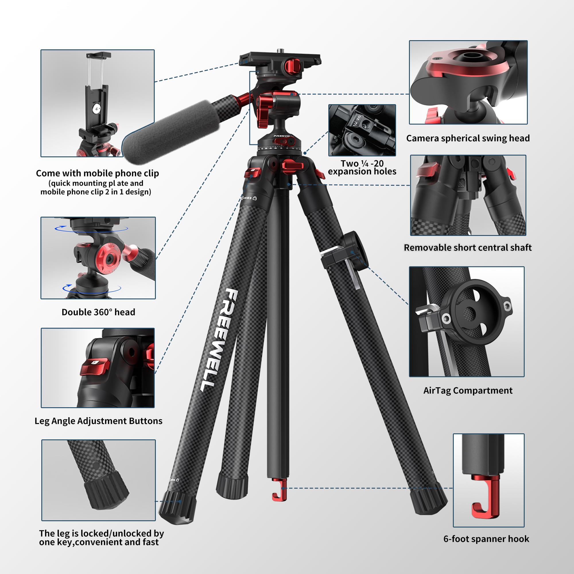 Freewell Carbon Fiber Travel Tripod 59.1