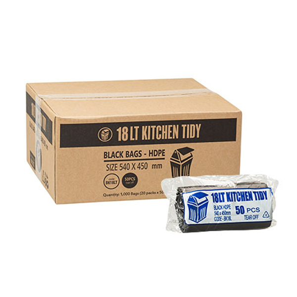 18L Kitchen Trash Bags - Heavy Duty Black Garbage Bags for Waste Bins | Perfect for Home, Office & Outdoor Use