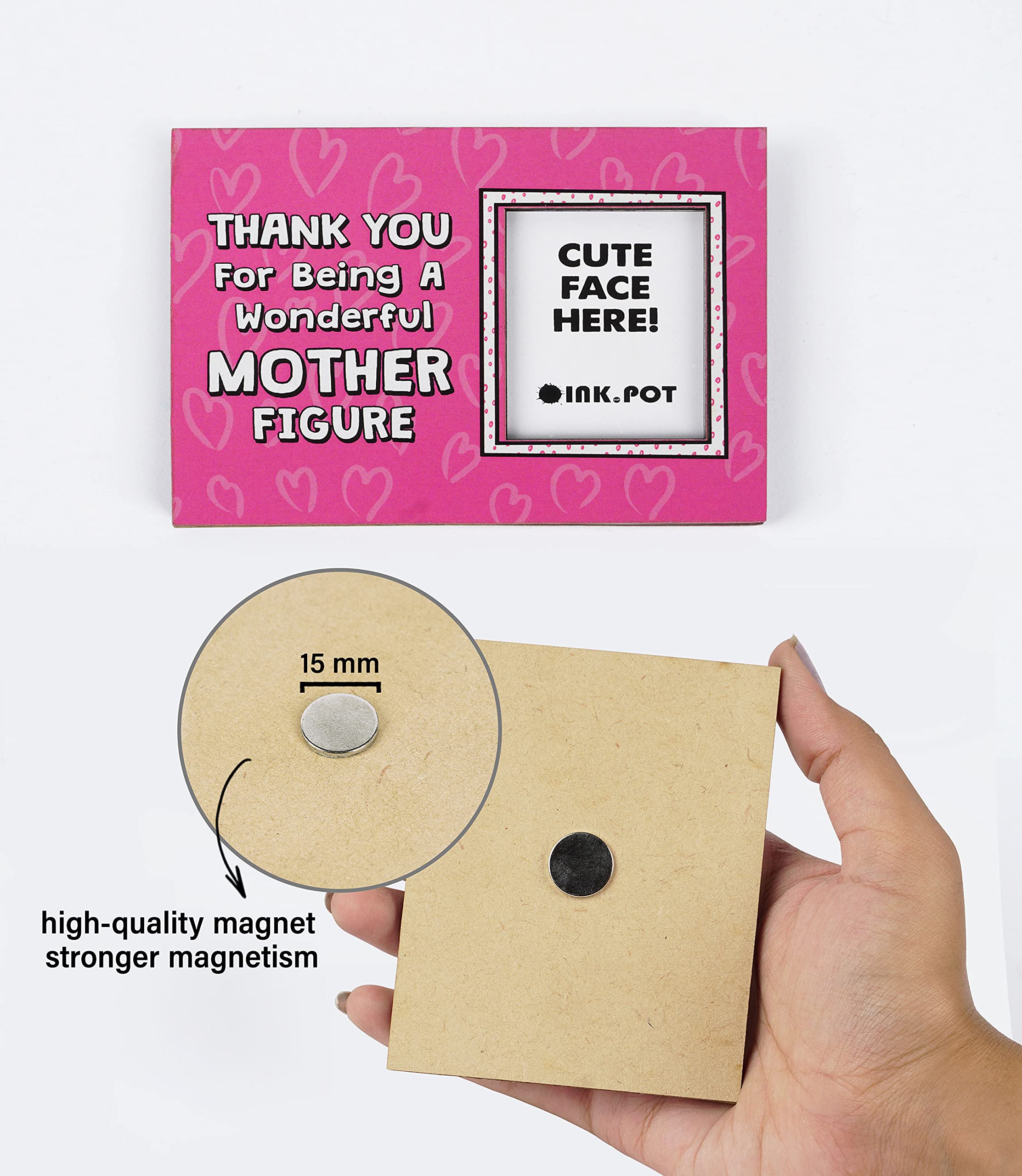 Thank You For Being A Wonderful Mother Figure Magnetic Photo Frame - 8x10 cm Mini Refrigerator Magnet for Stem Mom, Aunt - Perfect for Home, Office & Gifts