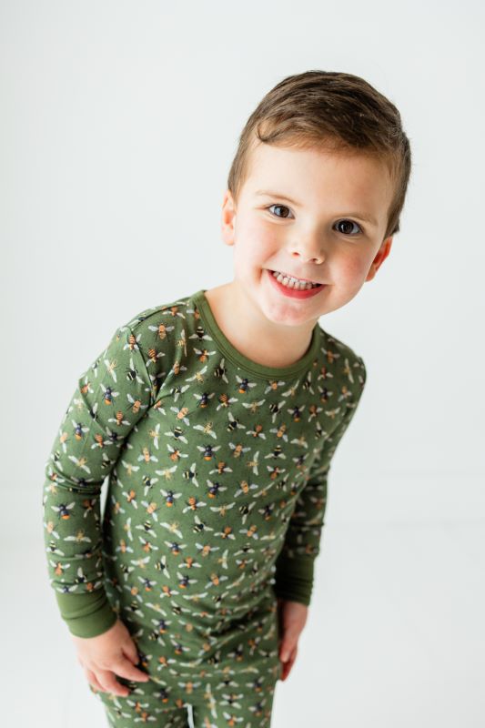 Bee Kind Two Piece Pajama Set - Soft Cotton Sleepwear for Women, Cute Bee Print Pajamas for Lounge & Sleep | Perfect for Relaxing at Home, Gift for Her