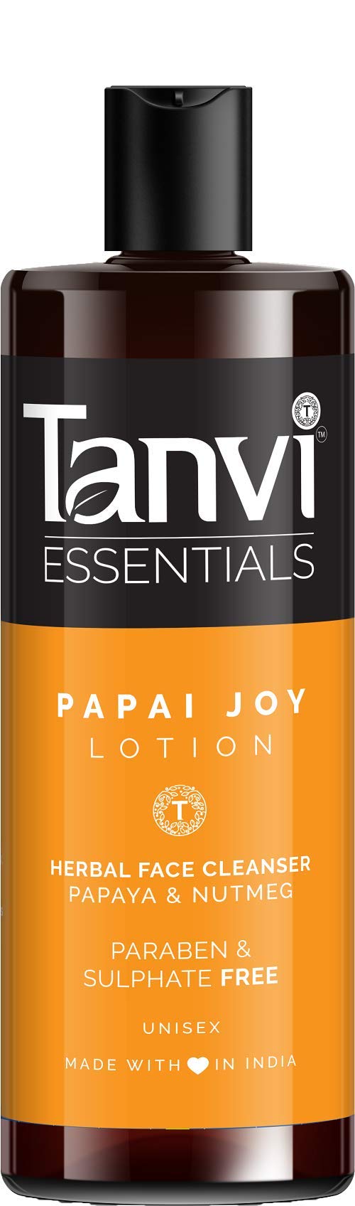 Tanvi Essentials Papaya Joy Lotion - 100% Natural Herbal Face Cleanser for Men & Women, Sulphate & Paraben Free, GMP Certified, Made in India - Perfect for Daily Skincare Routine & Acne-Prone Skin