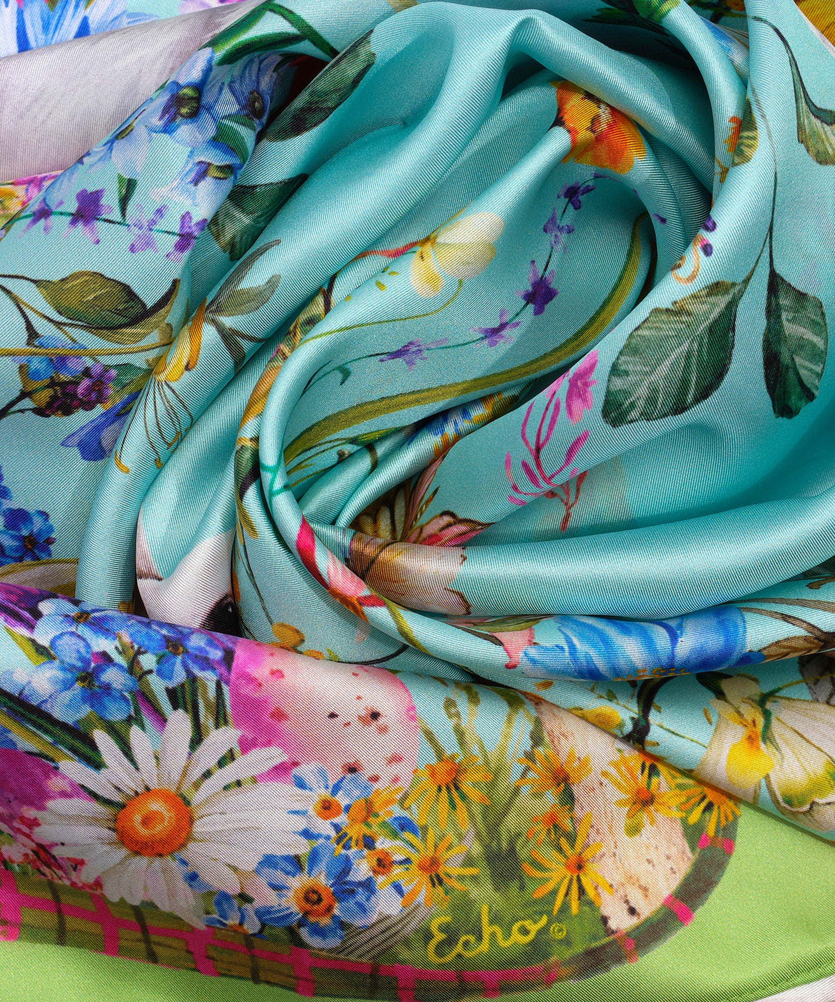 Spring Bounty 35 Silk Square Scarf - Premium Fashion Accessory for Women, Elegant Floral Print, Lightweight & Breathable - Perfect for Office, Parties & Travel