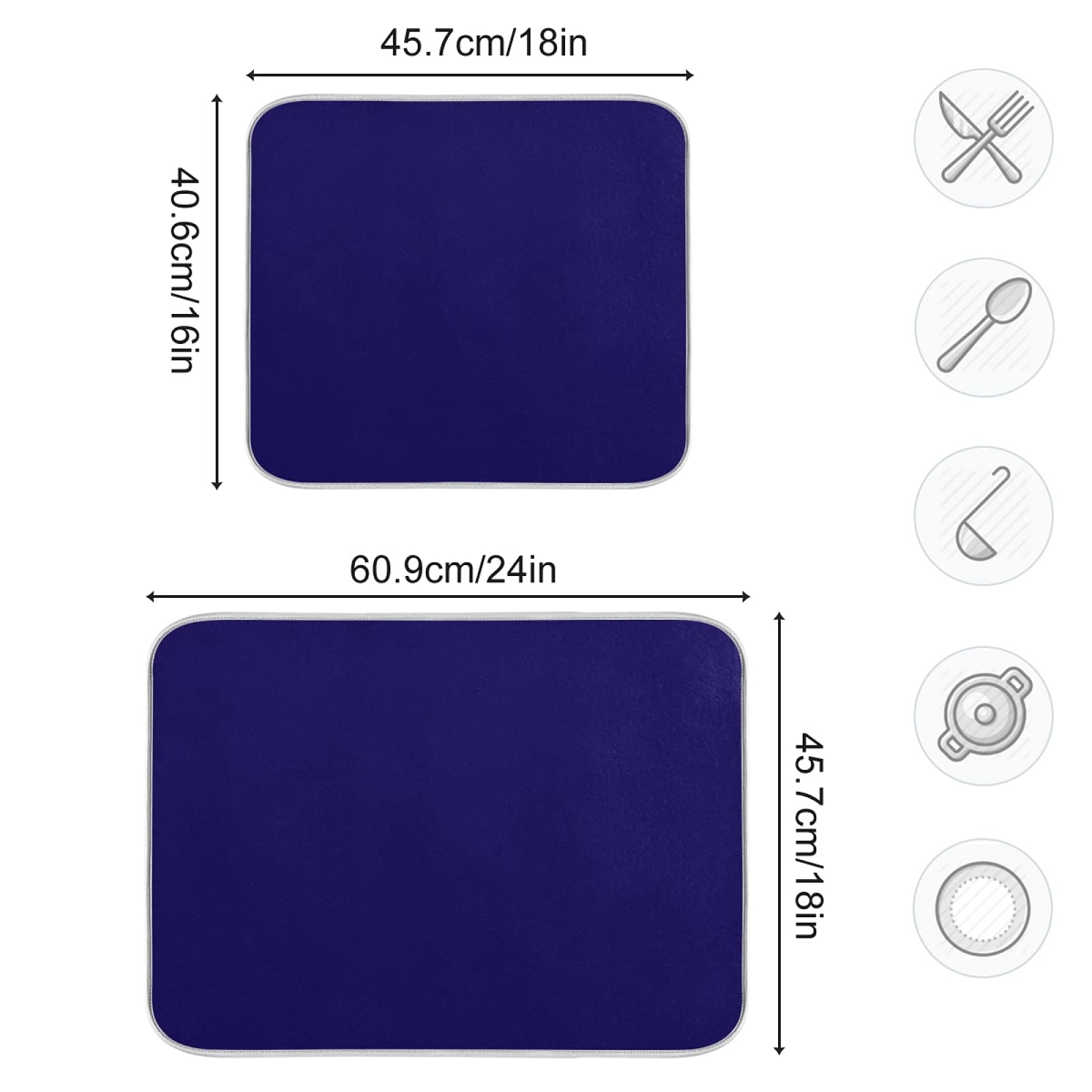 Premium Absorbent Microfiber Dish Drying Mat - 18