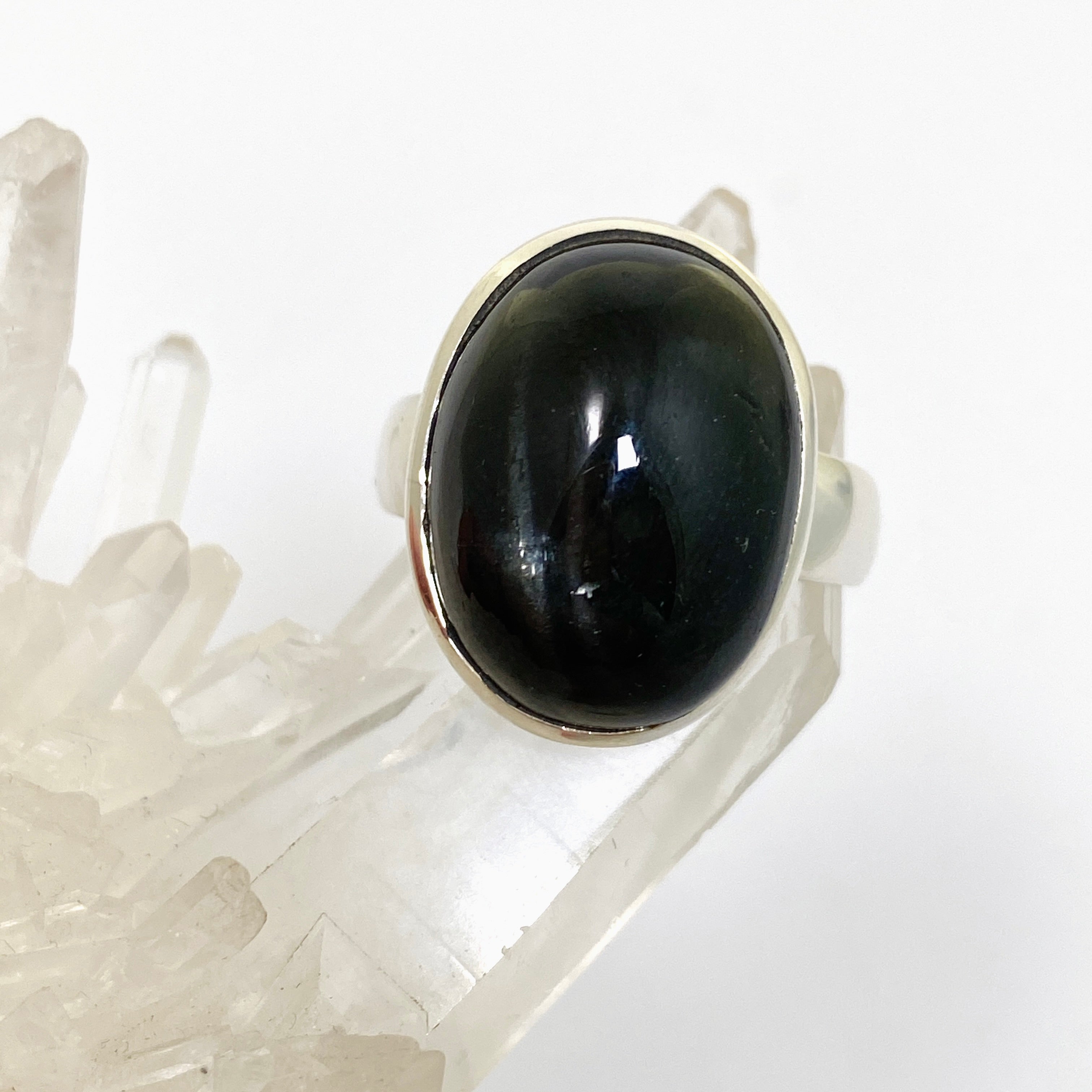 Black Star Diopside Oval Cabochon Ring - Size 12.5 - PRGJ901 - Elegant Jewelry for Women, Perfect for Evening Parties & Special Occasions