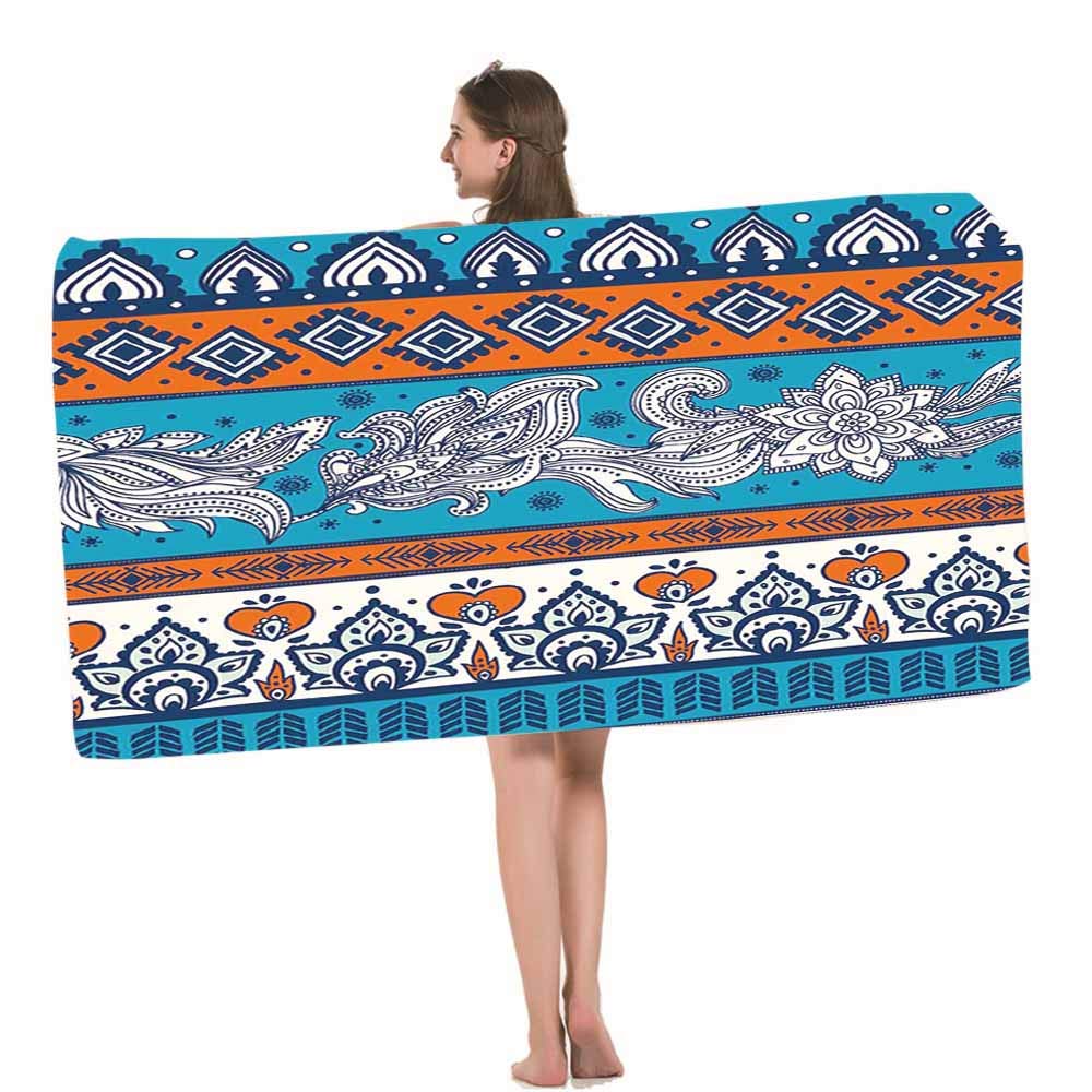 Premium HOSNYE Floral Beach Towel - Vintage Mexican Tribal Design, Ultra Soft & Highly Absorbent - Perfect for Swimming, Beach, Gym, Yoga & Bathroom Use | Quick-Dry Towel for Summer Vacation, Pool Parties & Outdoor Activities