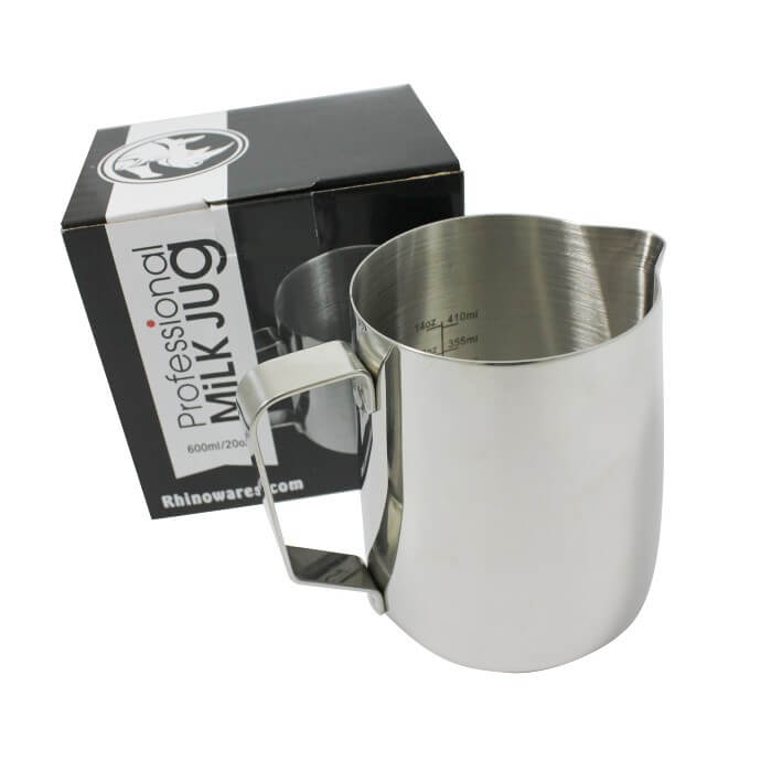 Rhinowares Professional Milk Frothing Pitcher - Barista Grade Stainless Steel Milk Jug for Latte, Cappuccino & Hot Chocolate - Perfect for Home & Cafe Use