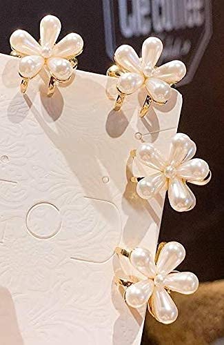 BAKEFY 2-Piece Mini Pearl Hair Barrettes for Women & Girls - Elegant Artificial Pearl Hair Clips with Flower Design for Wedding, Party & Everyday Use | Perfect Bridal Accessories, Prom Hairstyle Enhancer and Daily Hair Jewelry