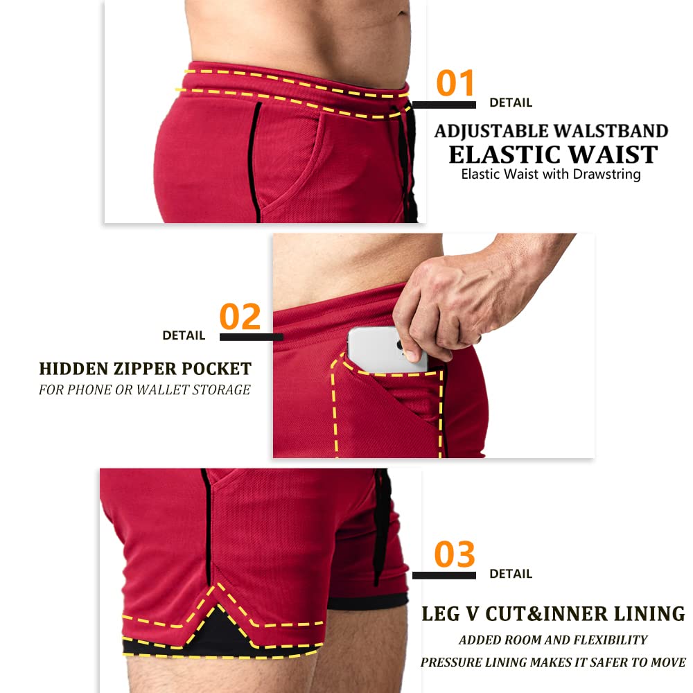 EVERWORTH Men's 2-in-1 Workout Shorts 5