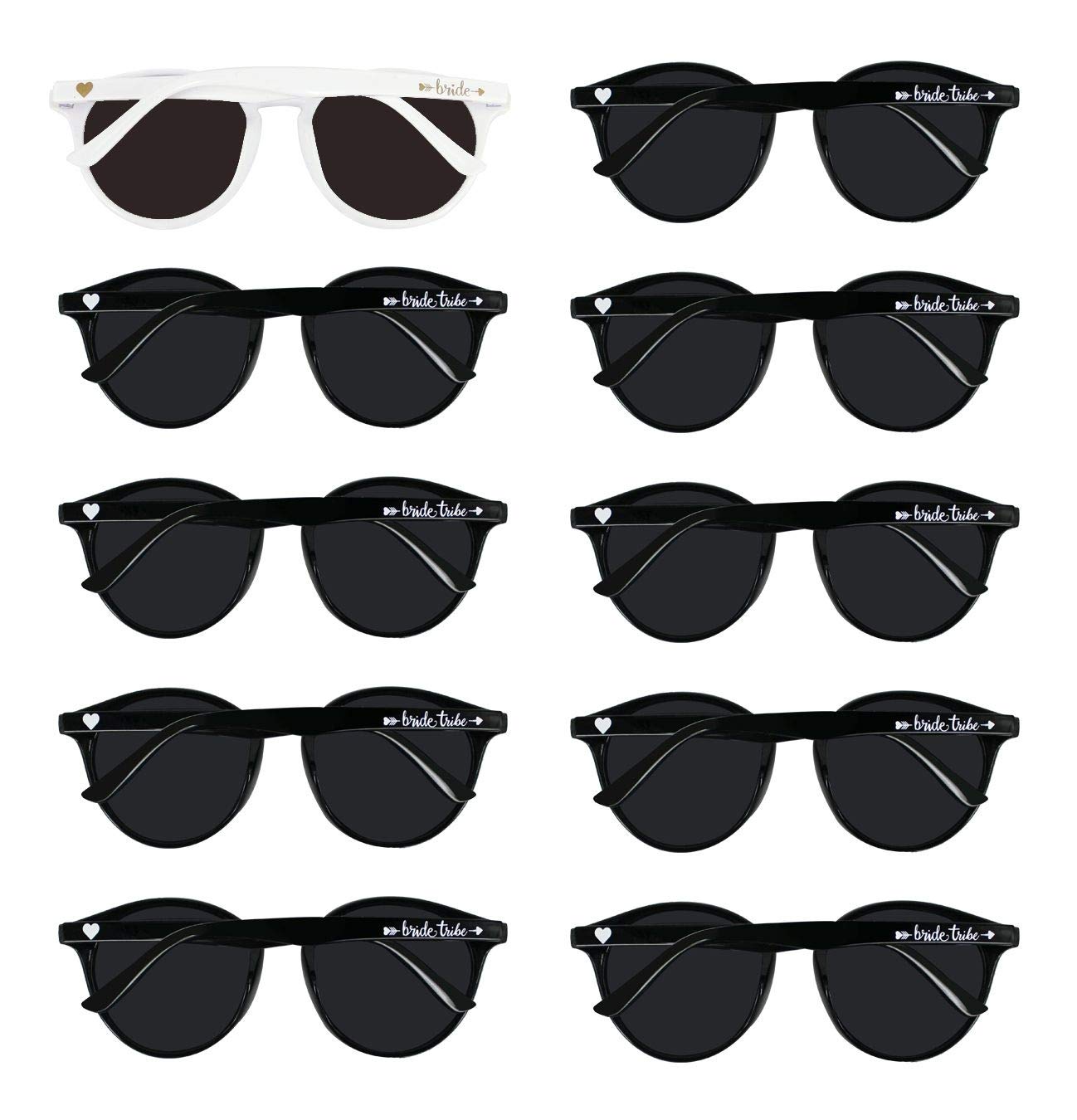LADY&HOME Cat Eye Sunglasses for Bachelorette Party - 10pcs Round Bridesmaid Sunglasses, Wedding Shower Accessories | Perfect for Bridal Parties, Beach Weddings & Girls' Night Out